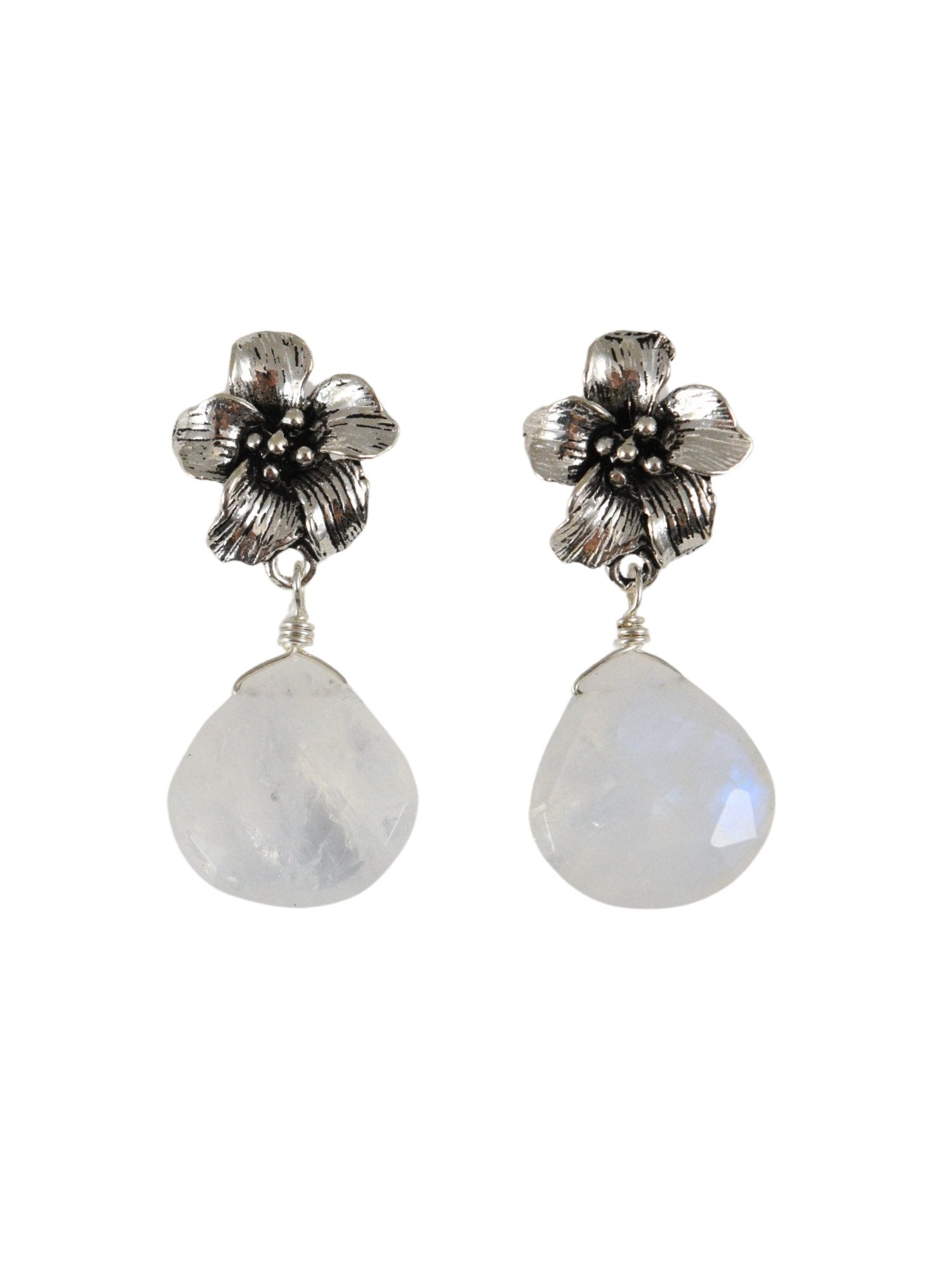 Hibiscus Earrings in Moonstone