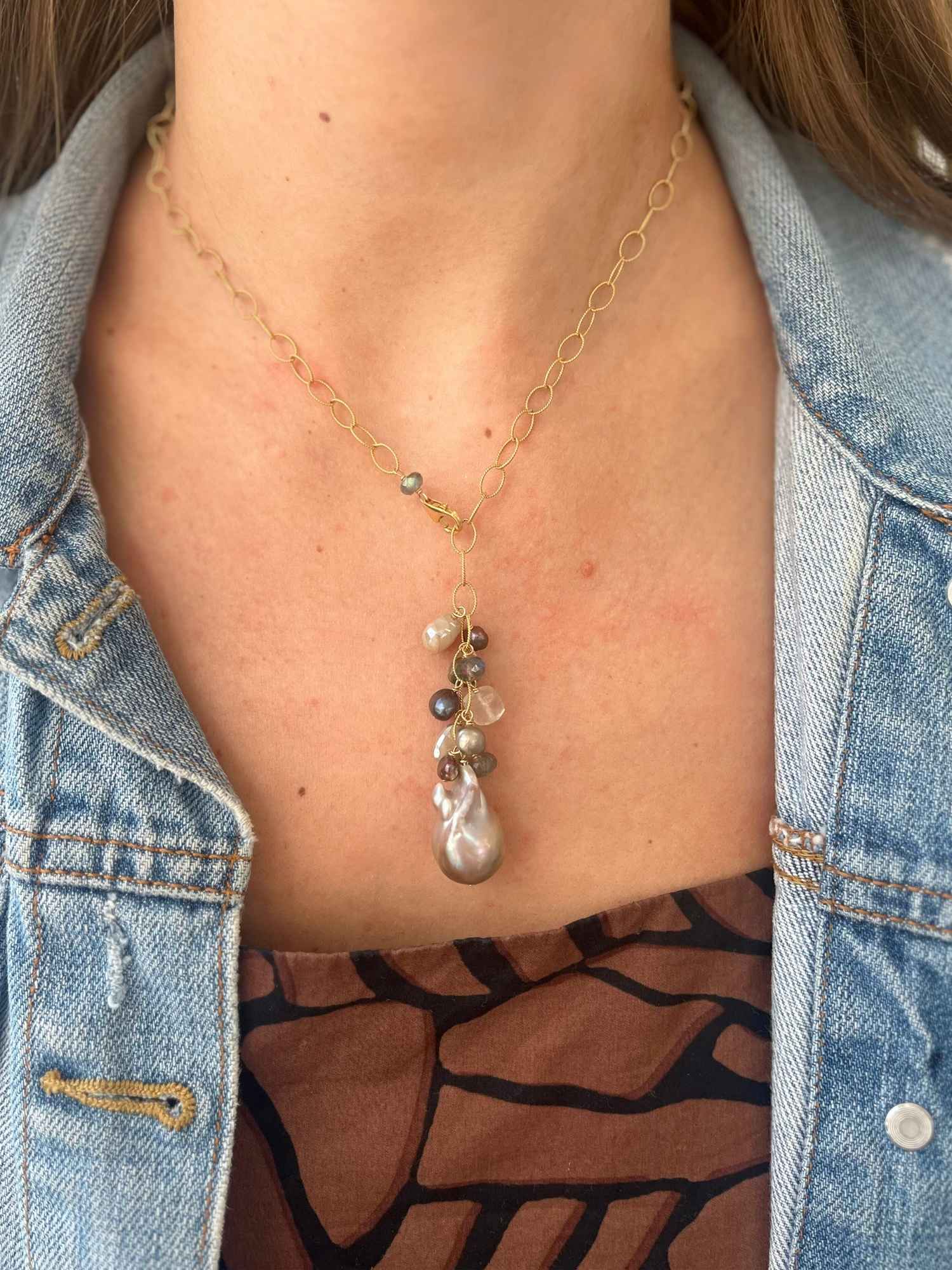 Iridescent Isla Necklace in Pink Gold Filled