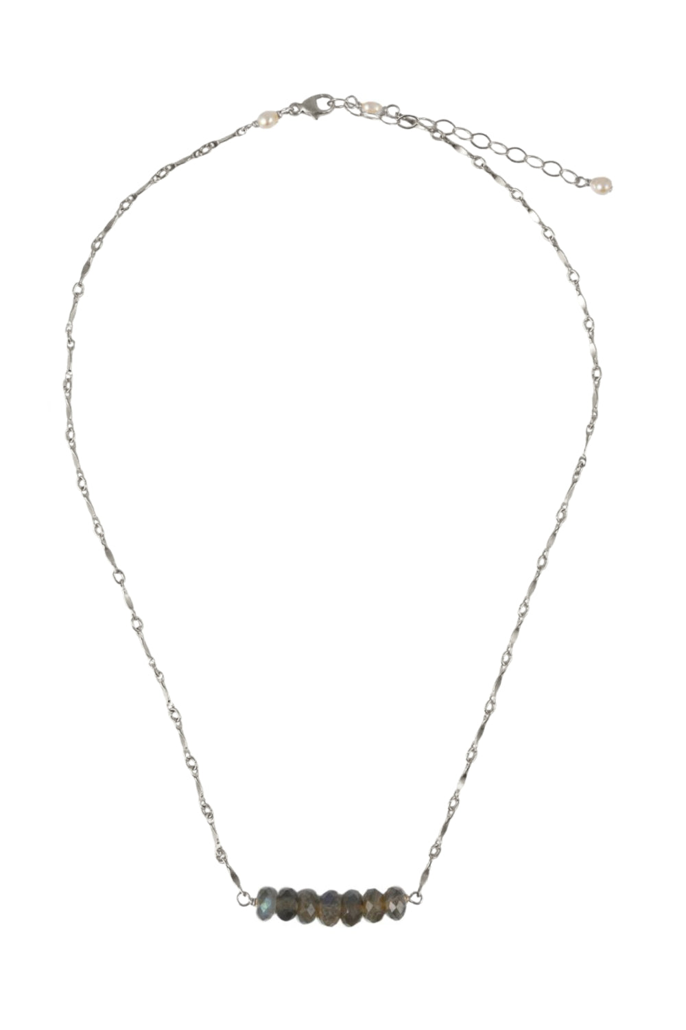 Labradorite Bar Necklace in sterling silver