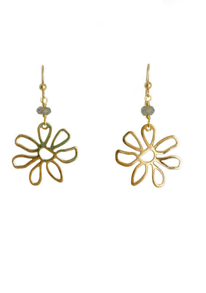 Golden Daisy Earrings in Labradorite