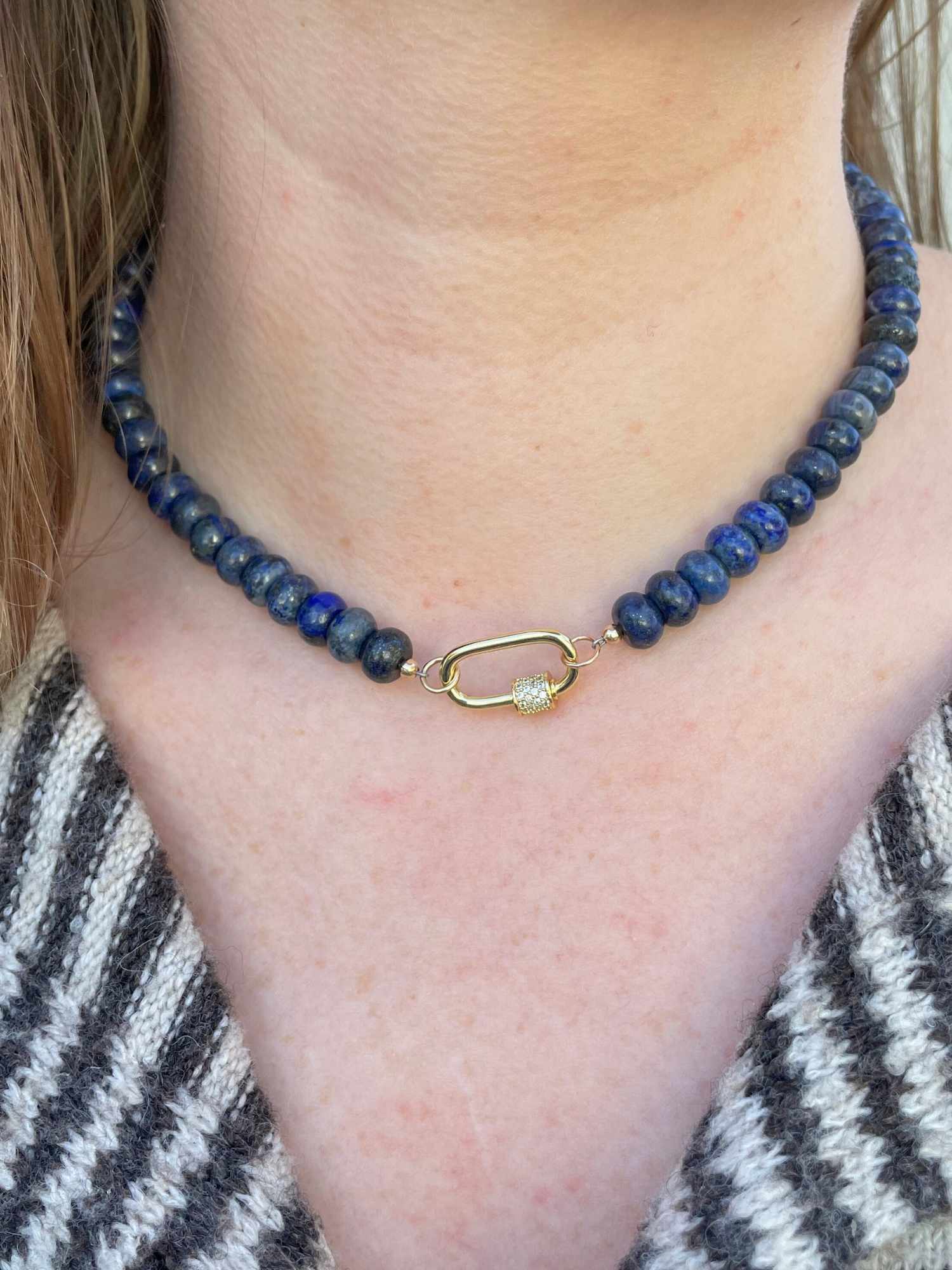 Lapis Carabiner Necklace