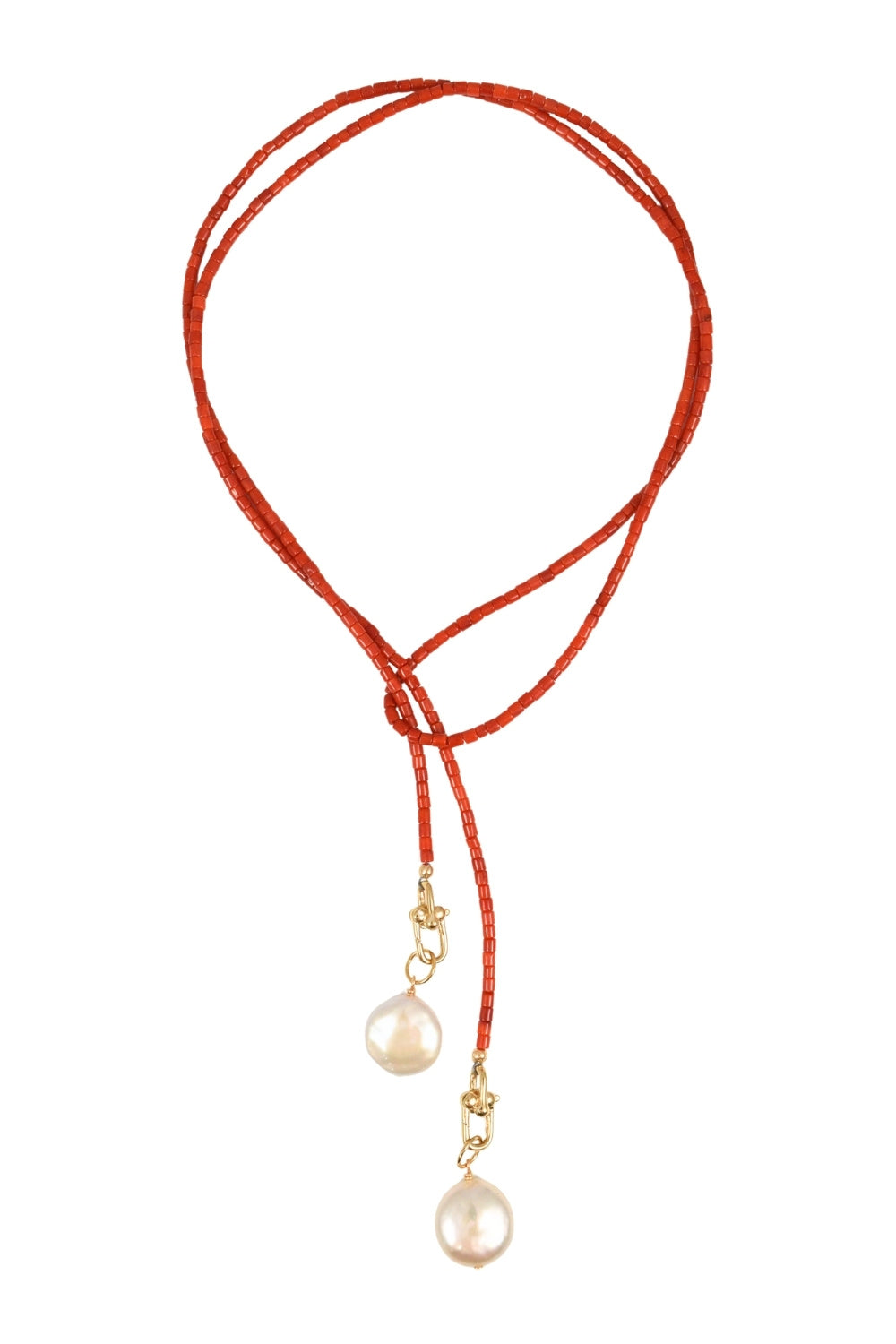 Red Coral Lariat Necklace