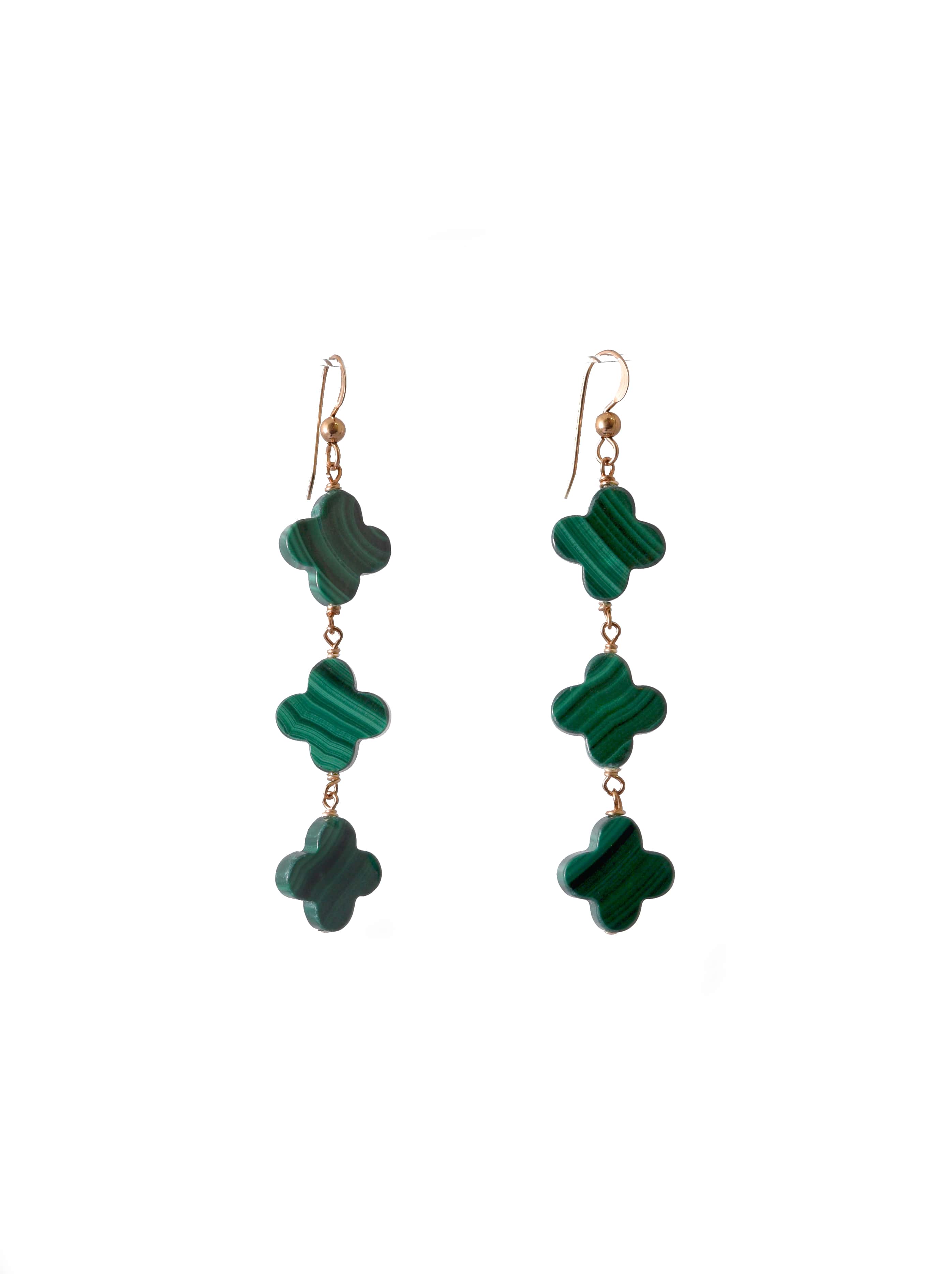 Malachite Quatrefoil Earrings