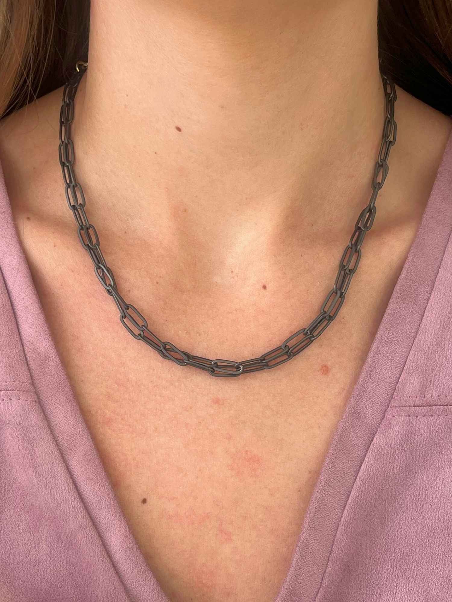 Matte Black Paperclip Necklace