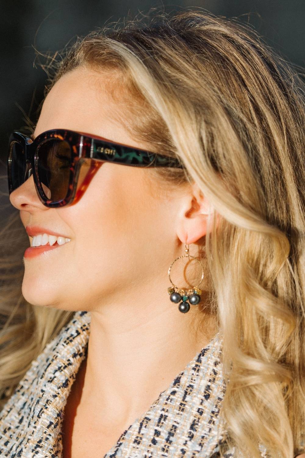 Midnight Cluster Pearl Earrings