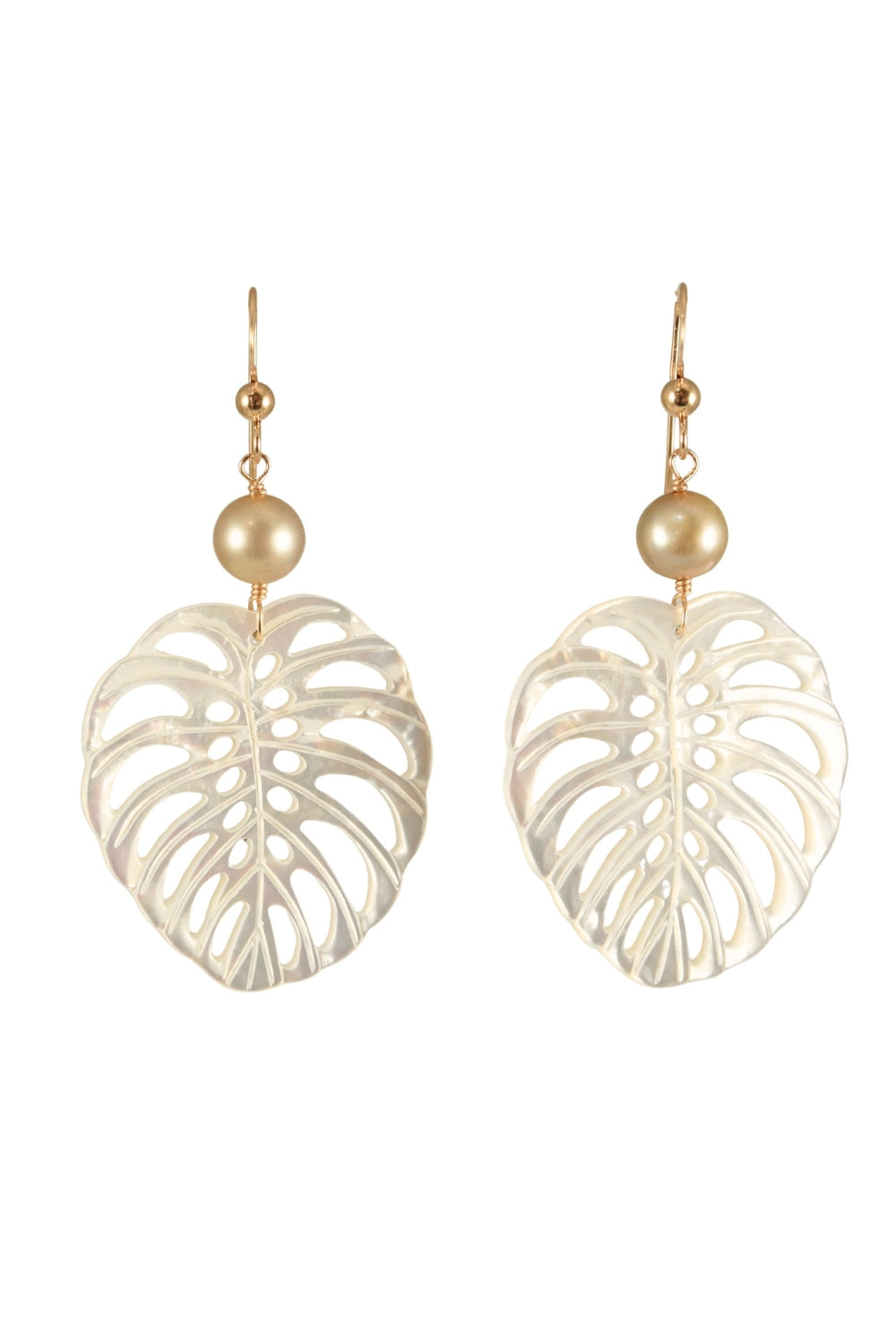 Monstera Leaf Earrings with Pearl