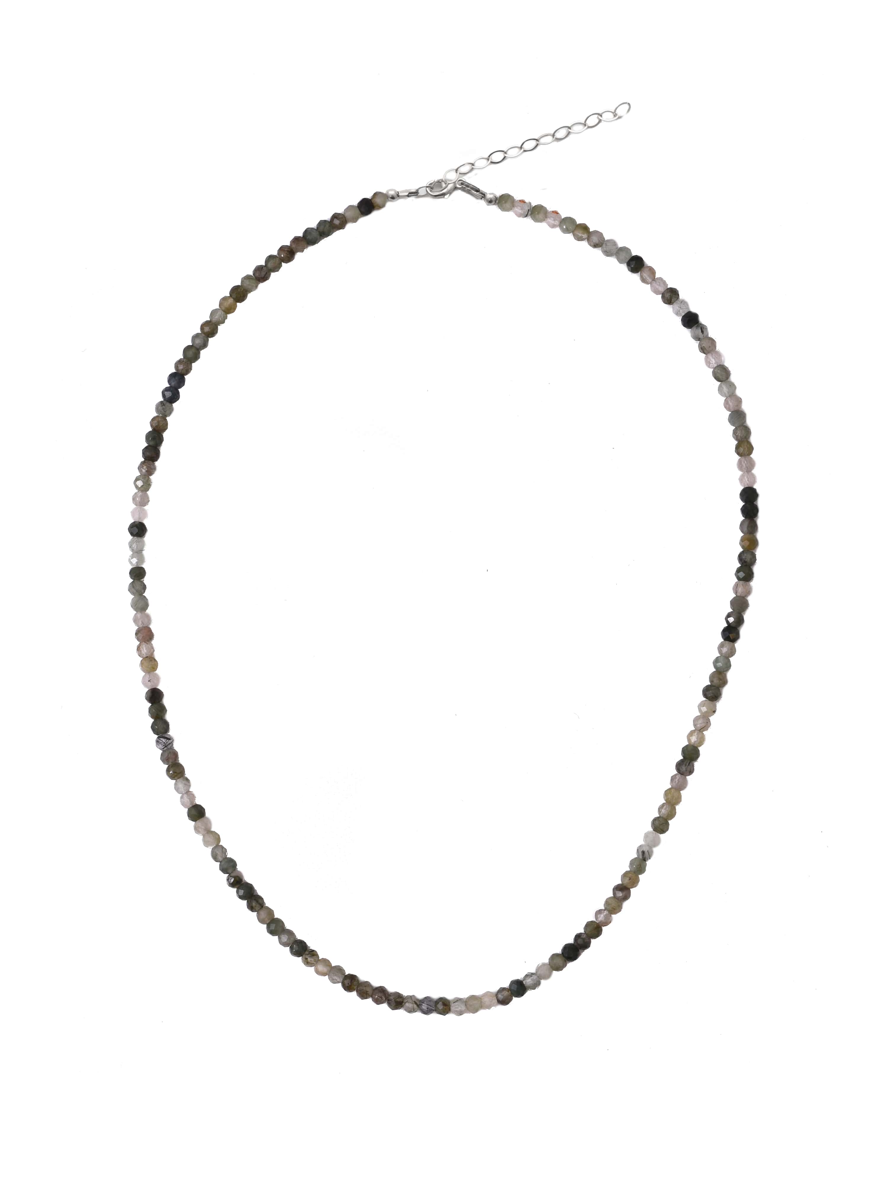 Moss Agate Dainty Beaded Necklace