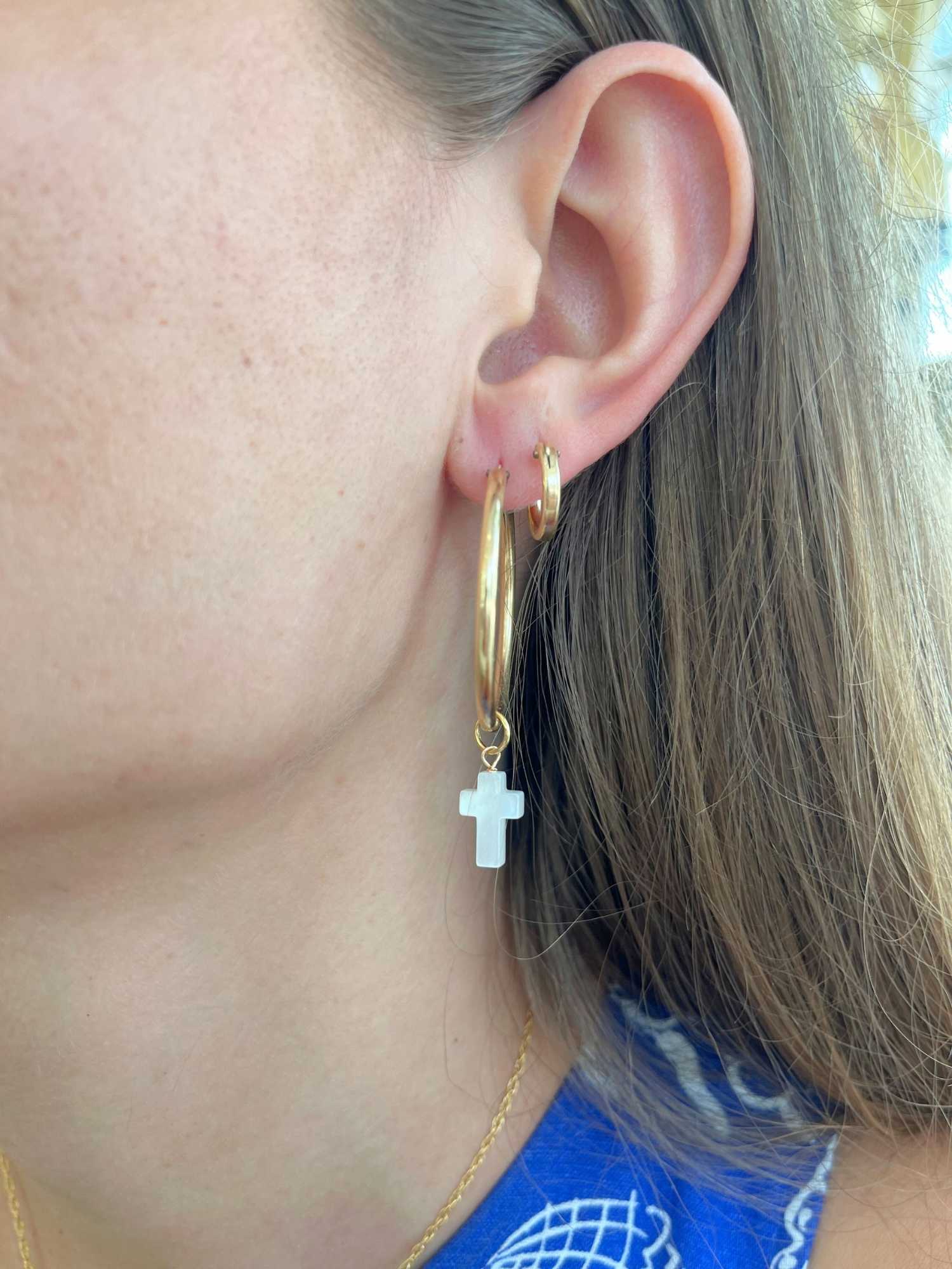 Cross Charm in Mother of Pearl