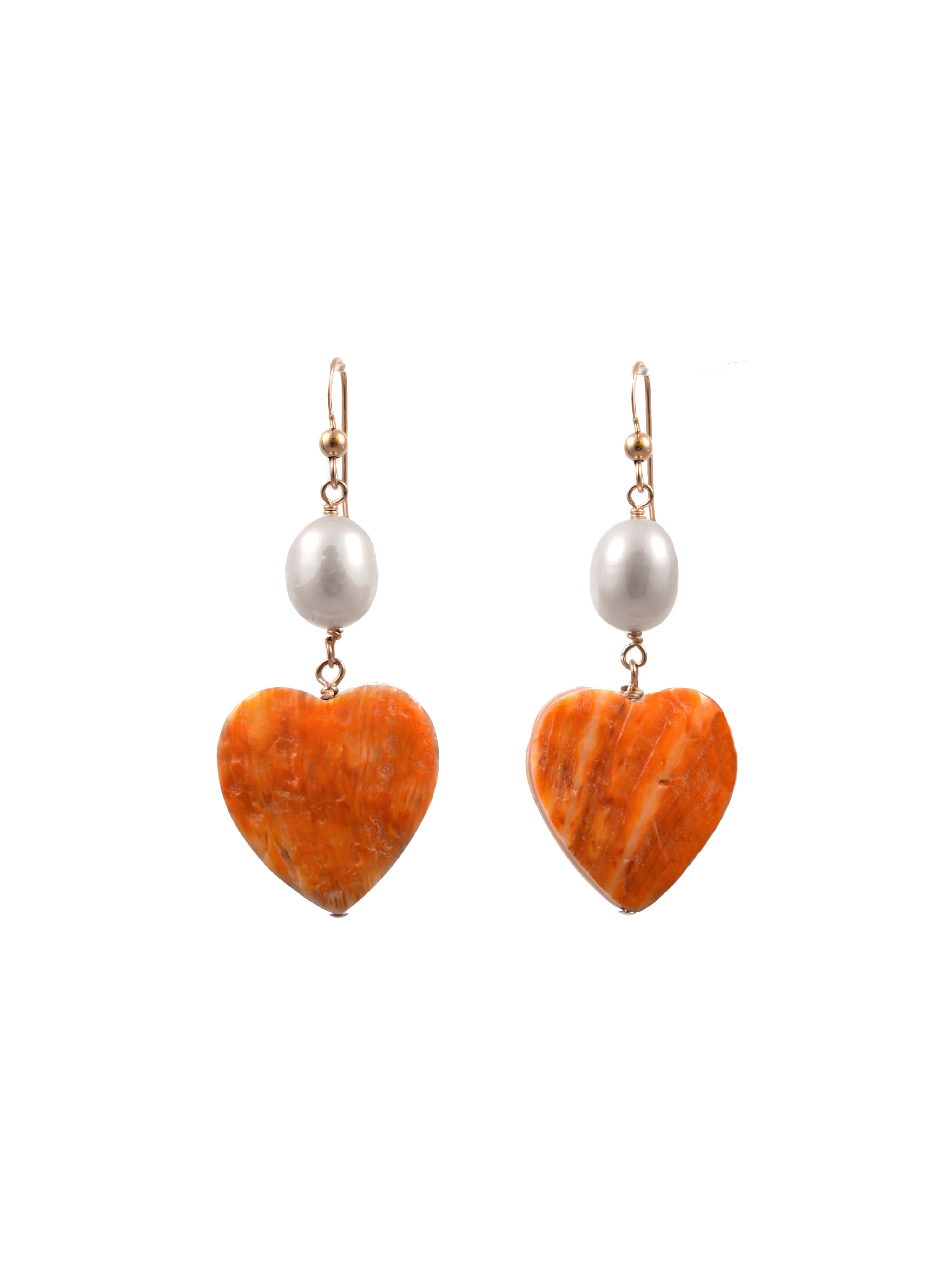 Carved Orange Heart Earrings