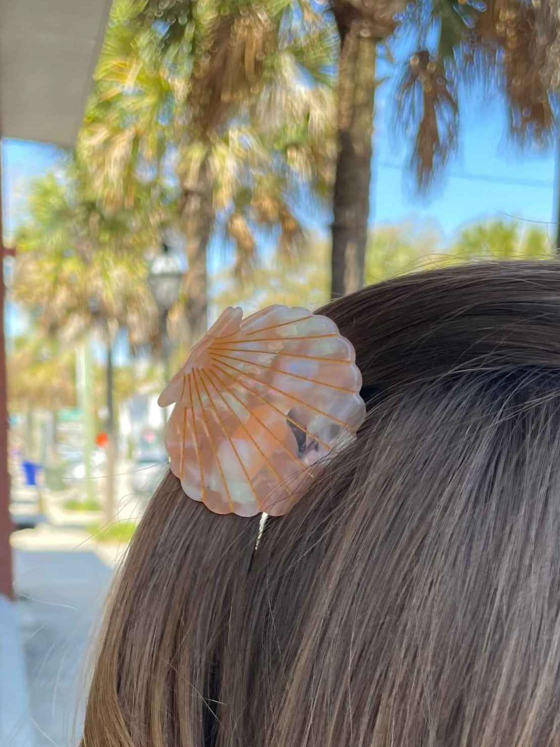 Scallop Shell Claw Clip in Peach