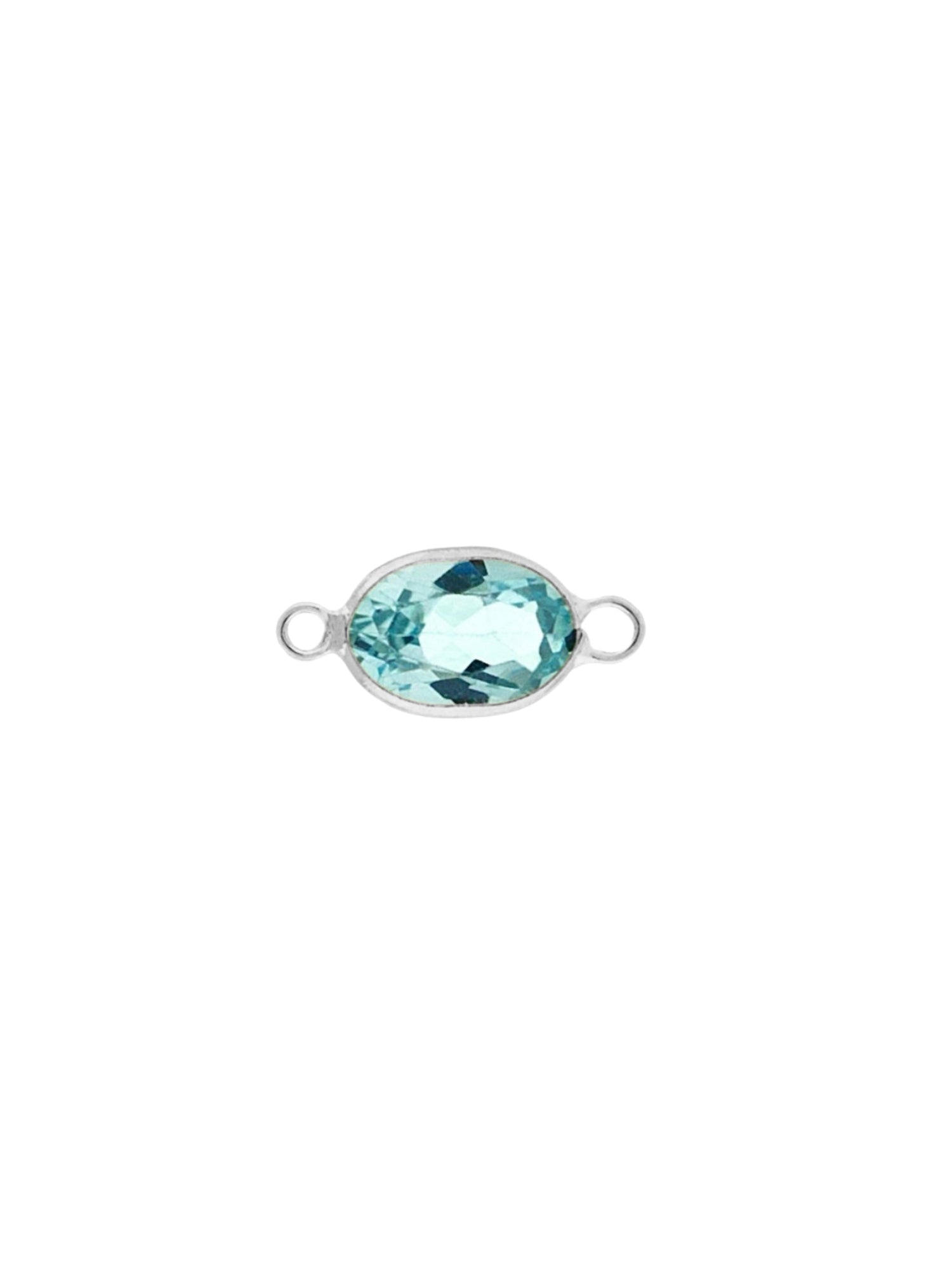 Oval Gemstone Charm in White Gold