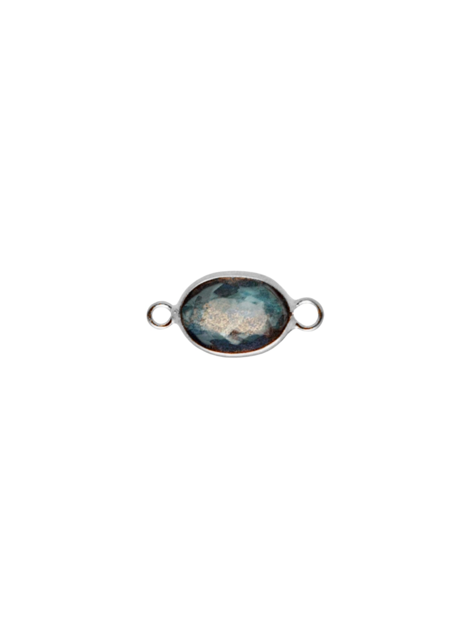 Oval Gemstone Charm in White Gold