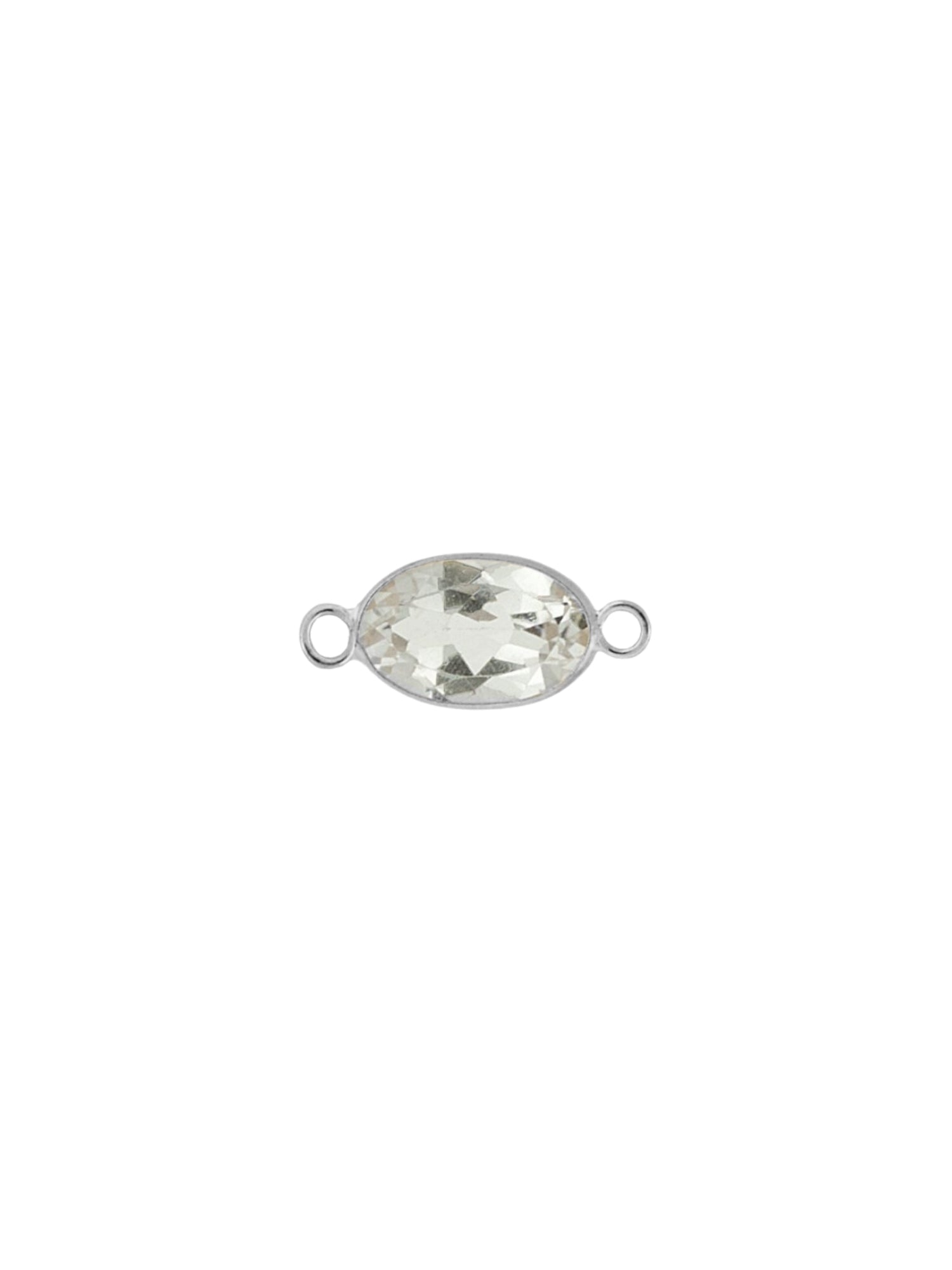 Oval Gemstone Charm in White Gold
