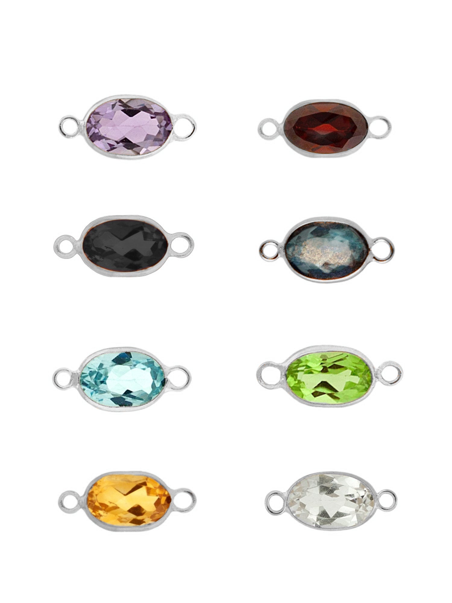 Oval Gemstone Charm in White Gold