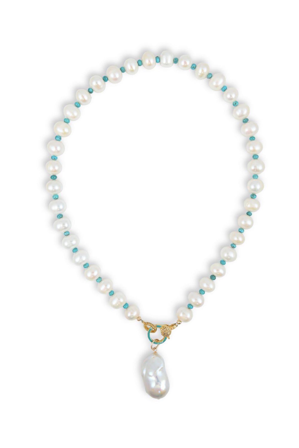 Pearl Confetti Necklace in Turquoise