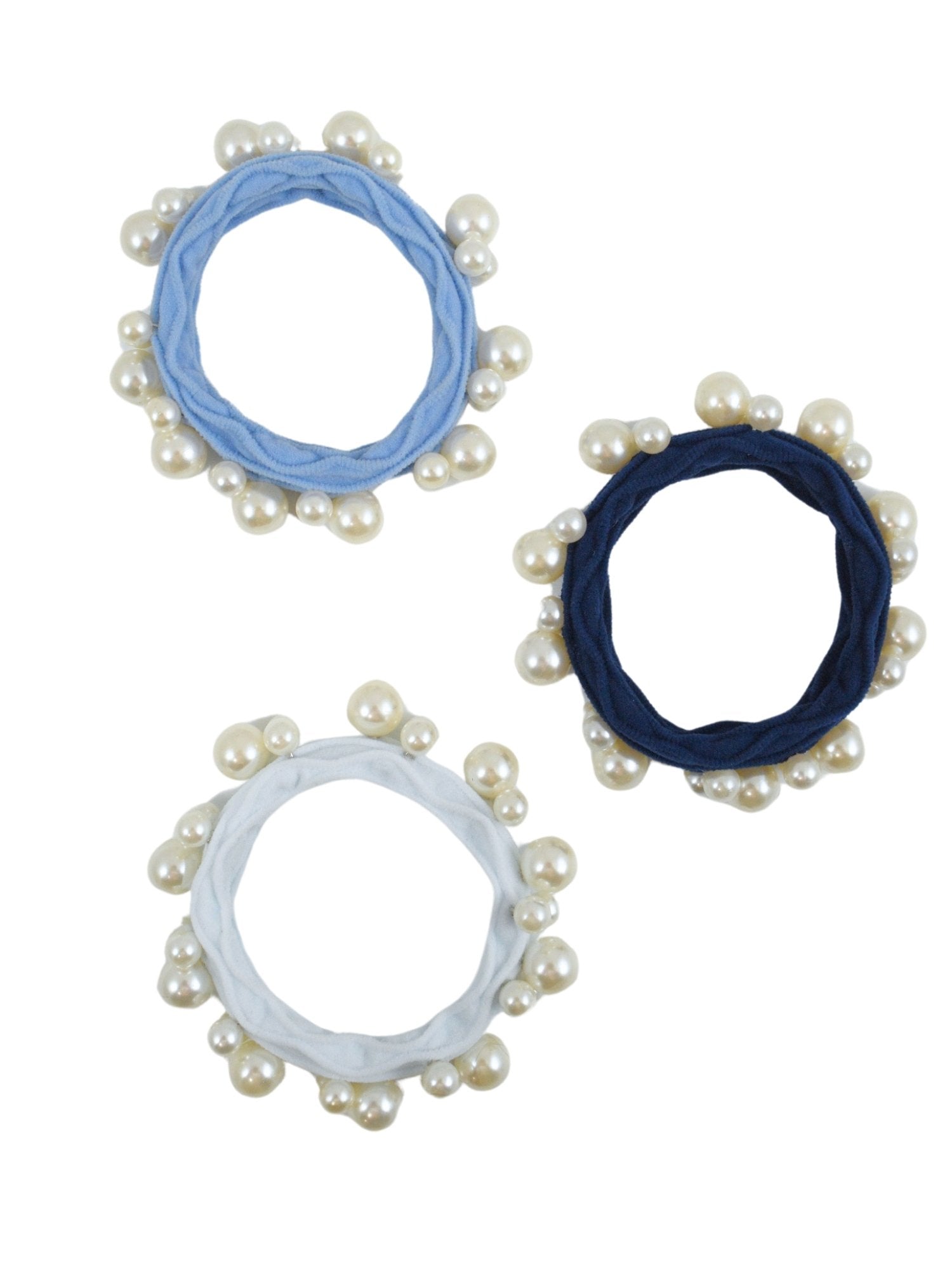 Pearl Stretchy Hair Ties in Blue
