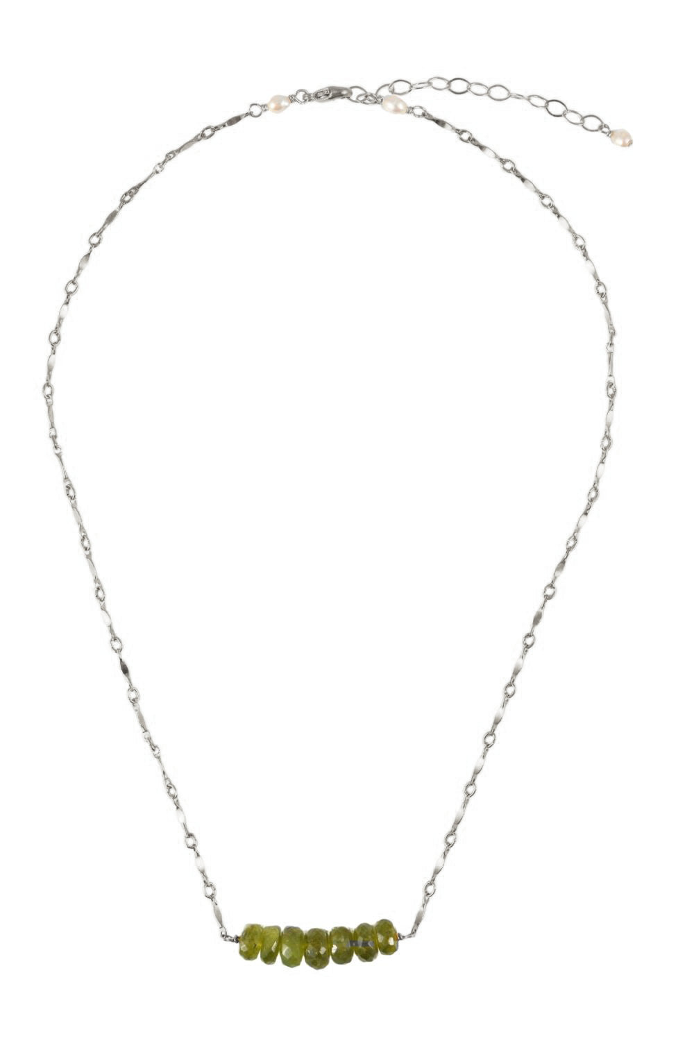Peridot Bar Necklace in sterling silver