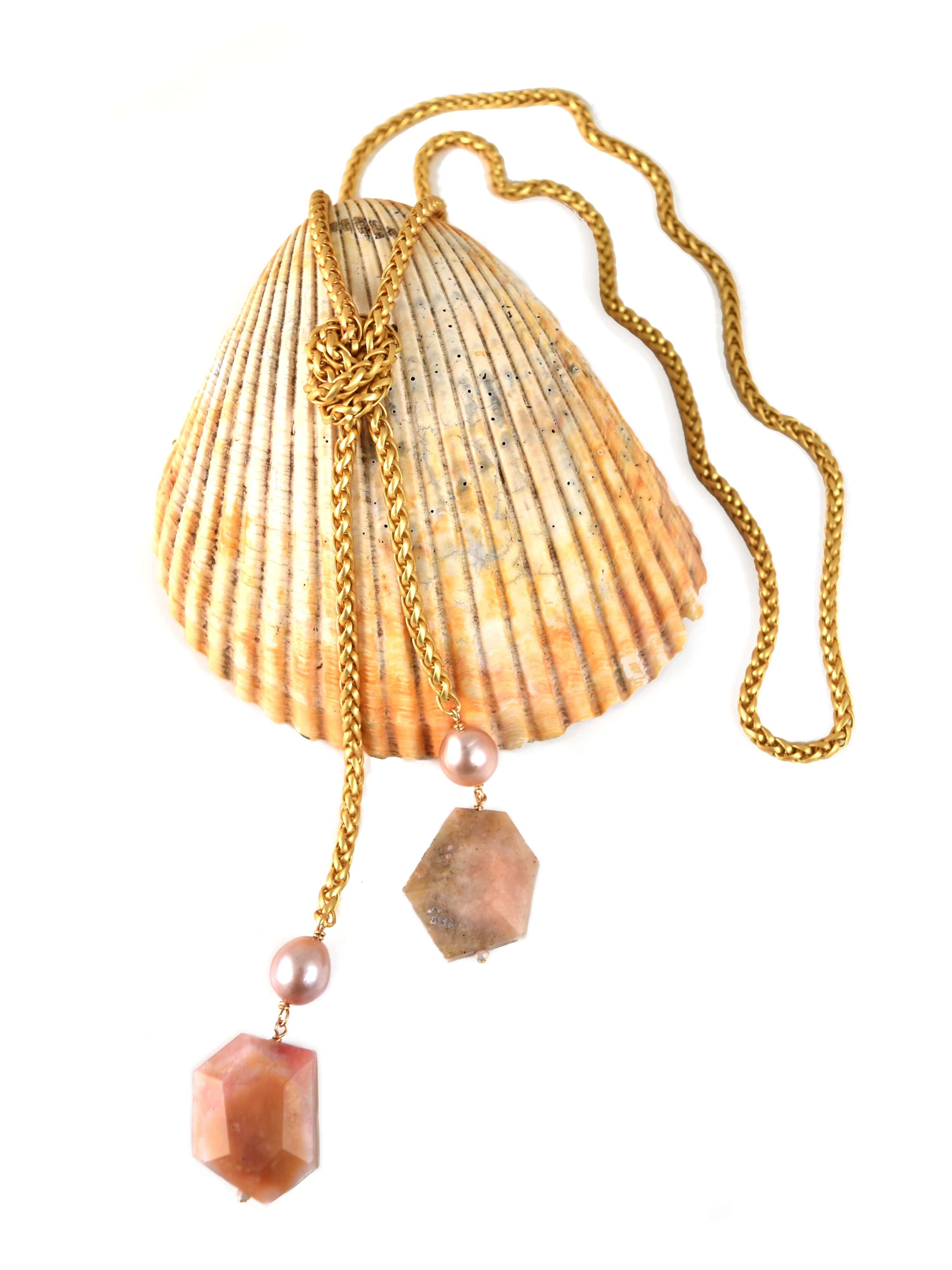 Pink Opal Lariat Necklace