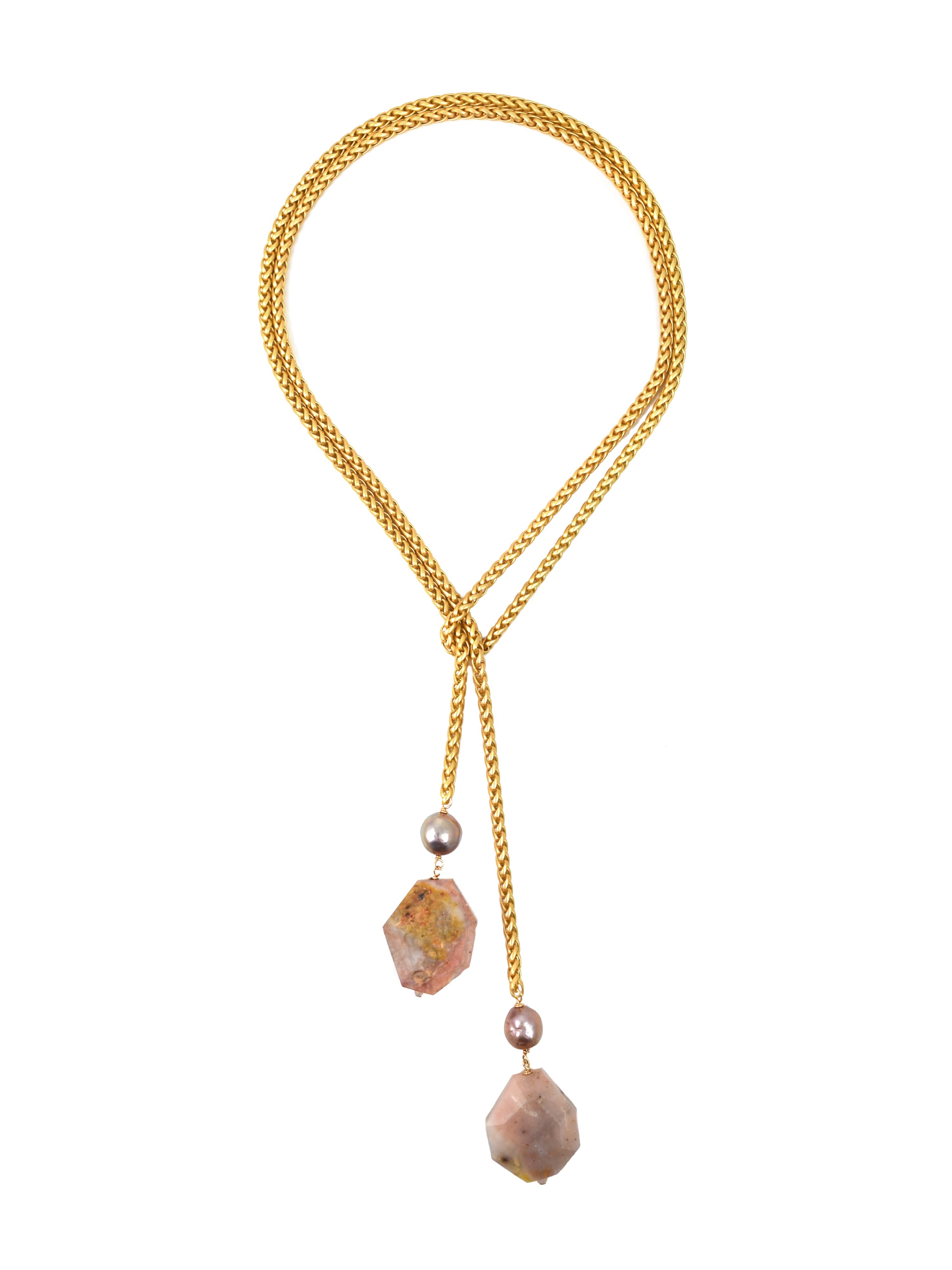 Pink Opal Lariat Necklace
