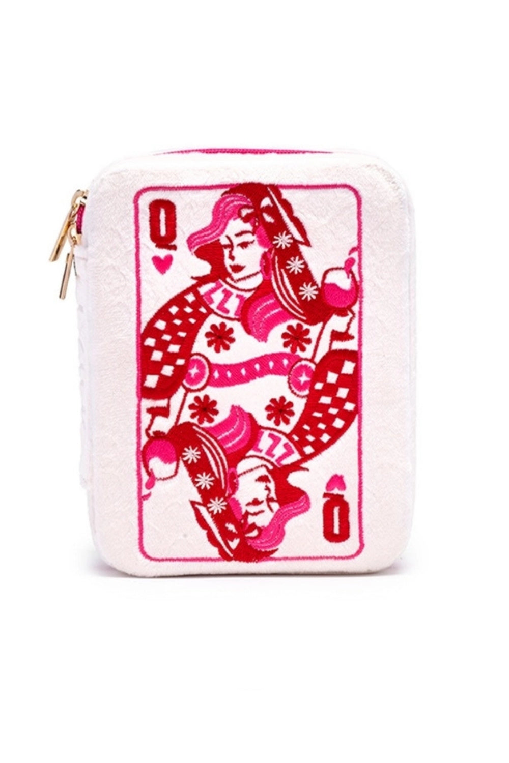 Queen of Hearts Velvet Jewelry Zip Case