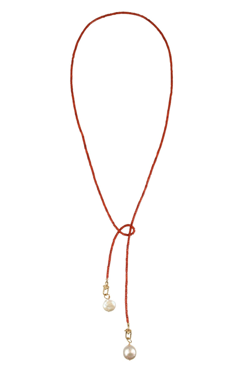 Red Coral Lariat Necklace