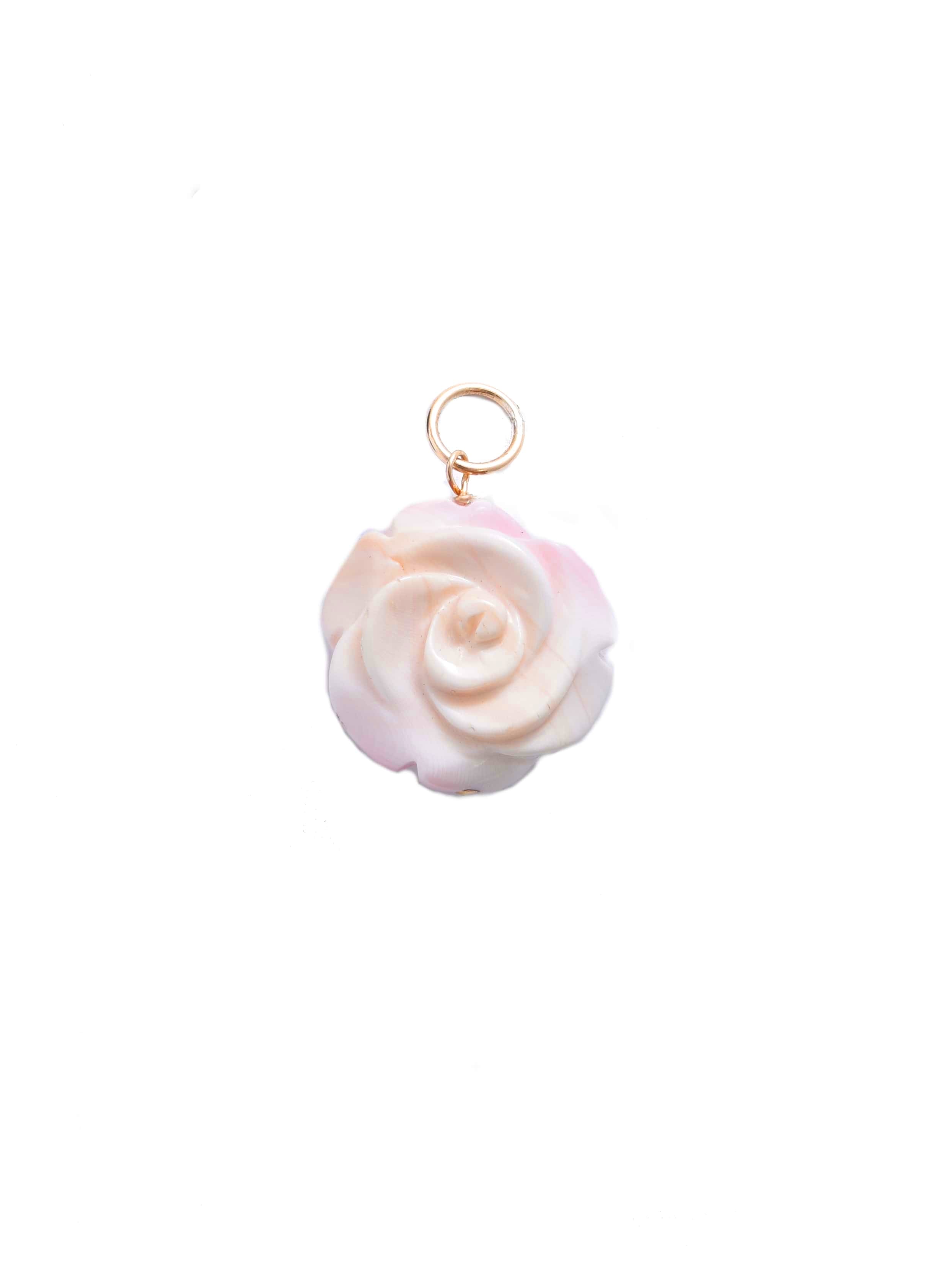 Carved Rose Charm in Pink Conch