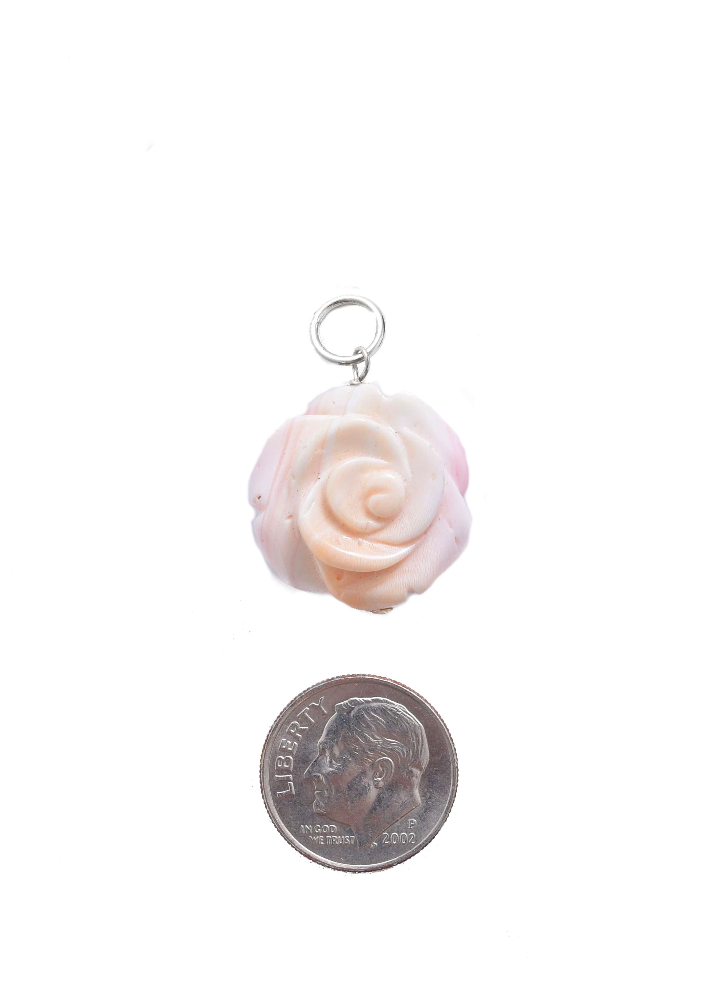 Carved Rose Charm in Pink Conch
