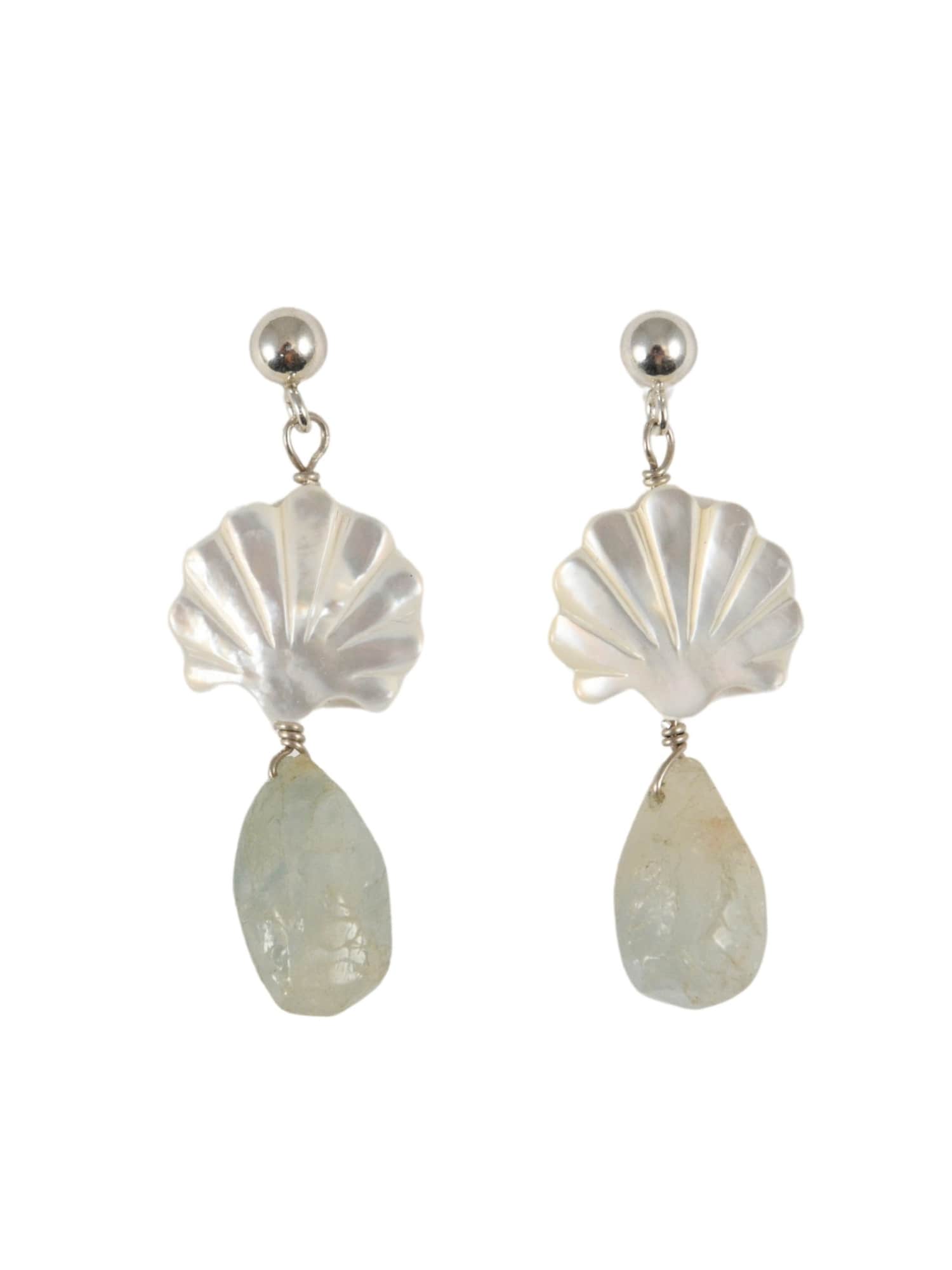 Seaside Scallop Earrings in Aquamarine
