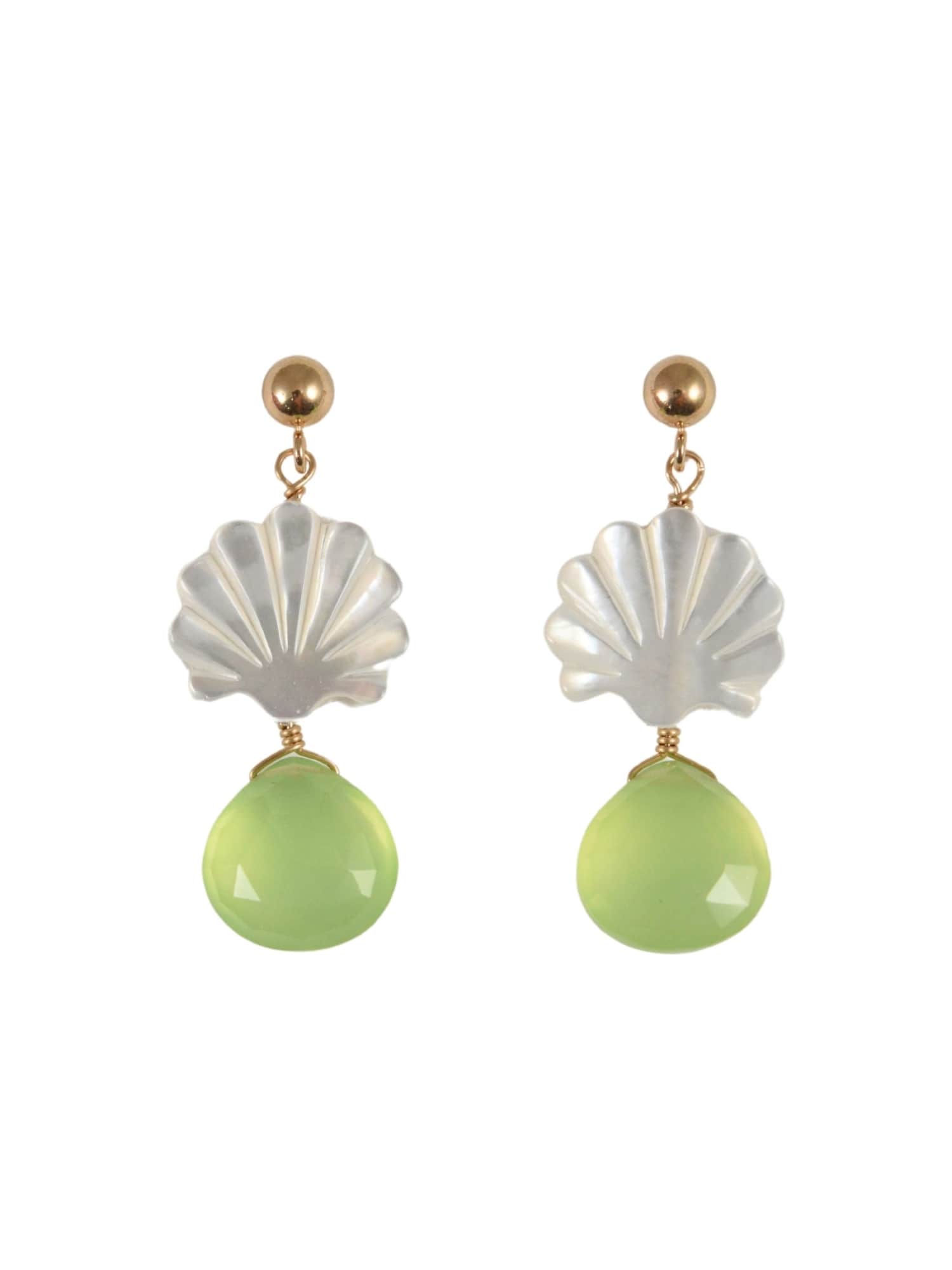 Seaside Scallop Earrings in Green Chalcedony