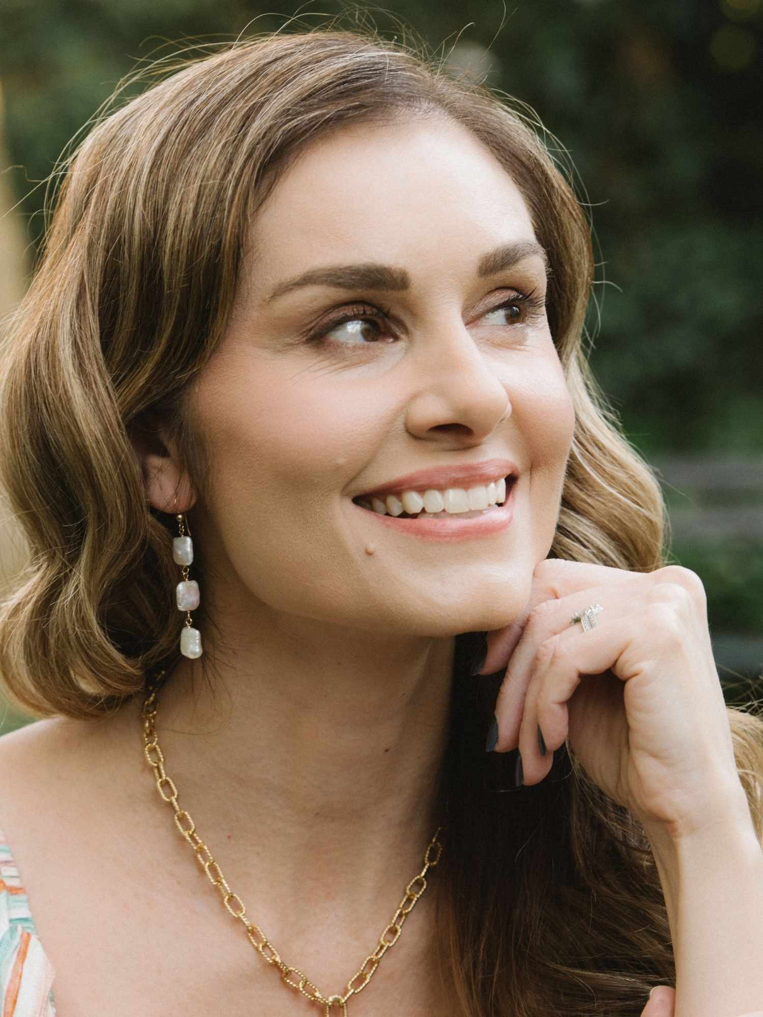 Senna Square Earrings in White