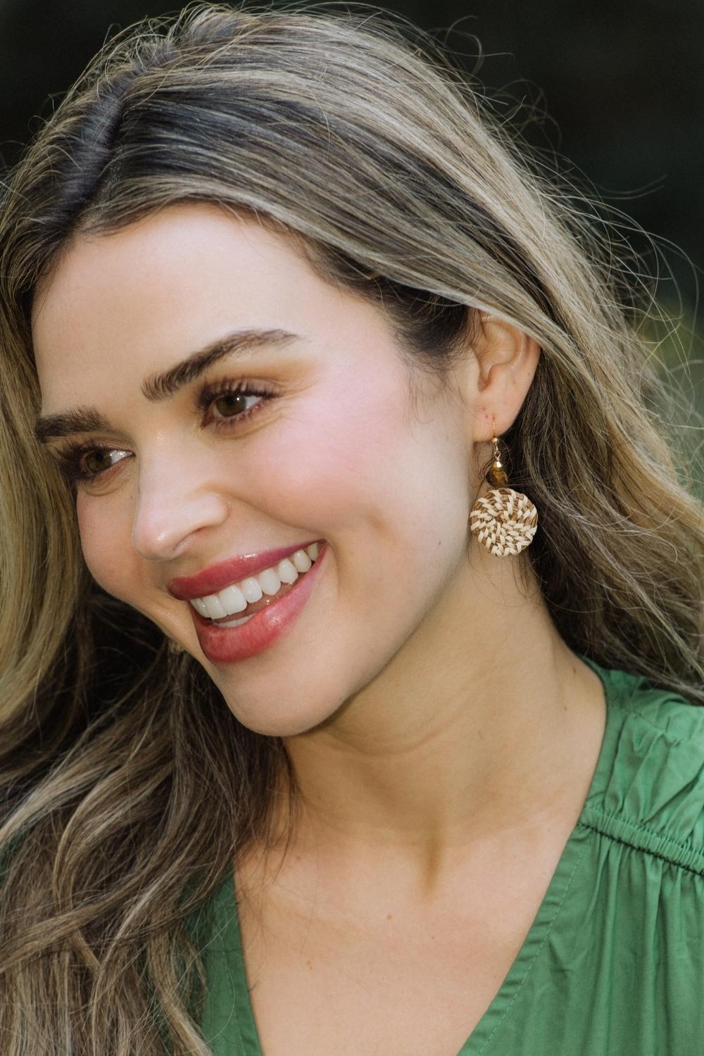 Small Sweetgrass Earrings with Tigers Eye