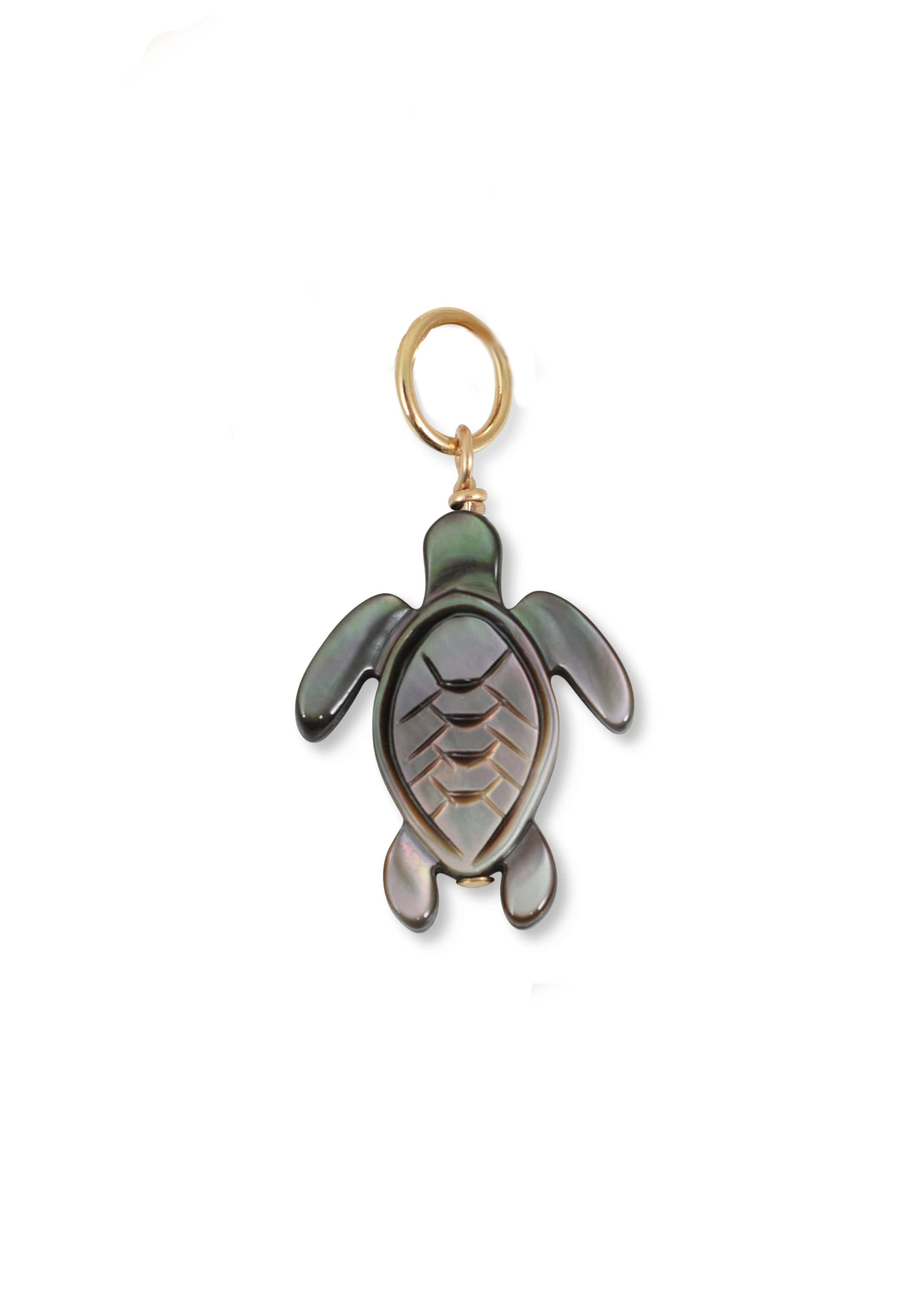 Turtle Charm in Black Mother of Pearl
