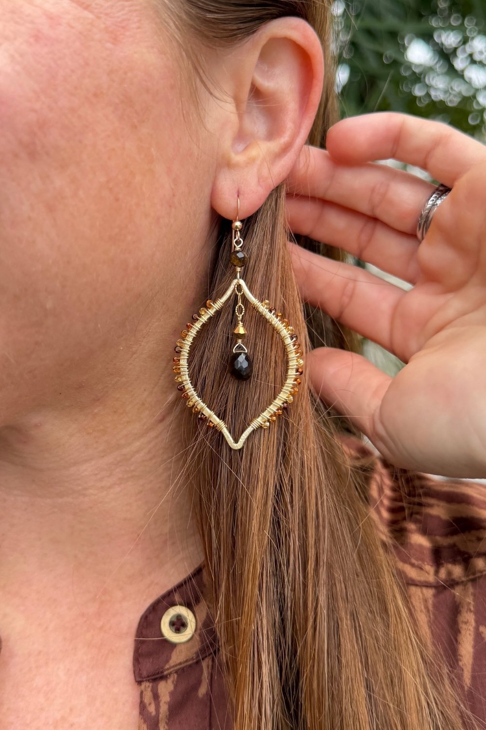 Solstice Earrings in Smoky Quartz