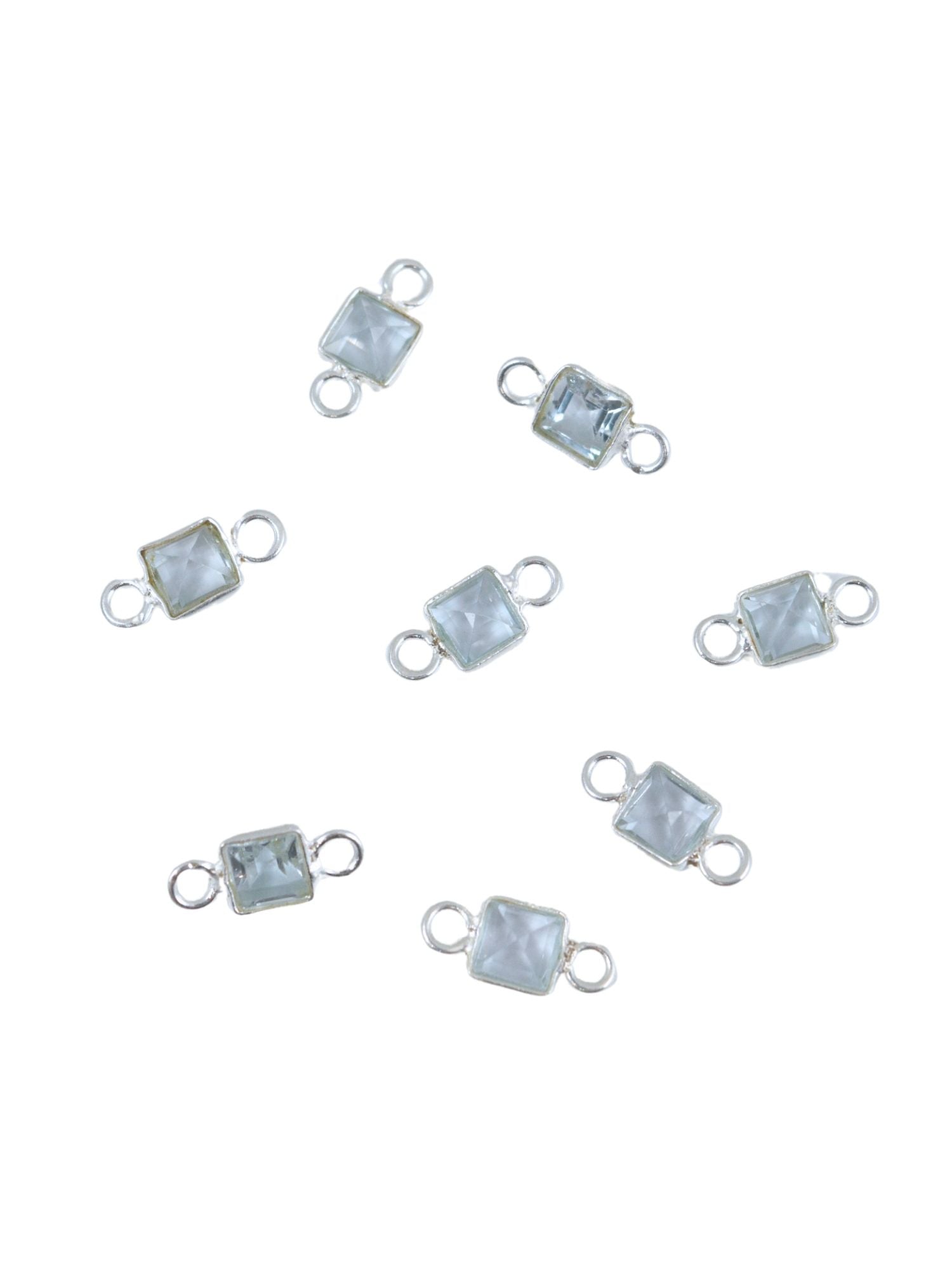 Square Charms for Permanent Jewelry in Aquamarine