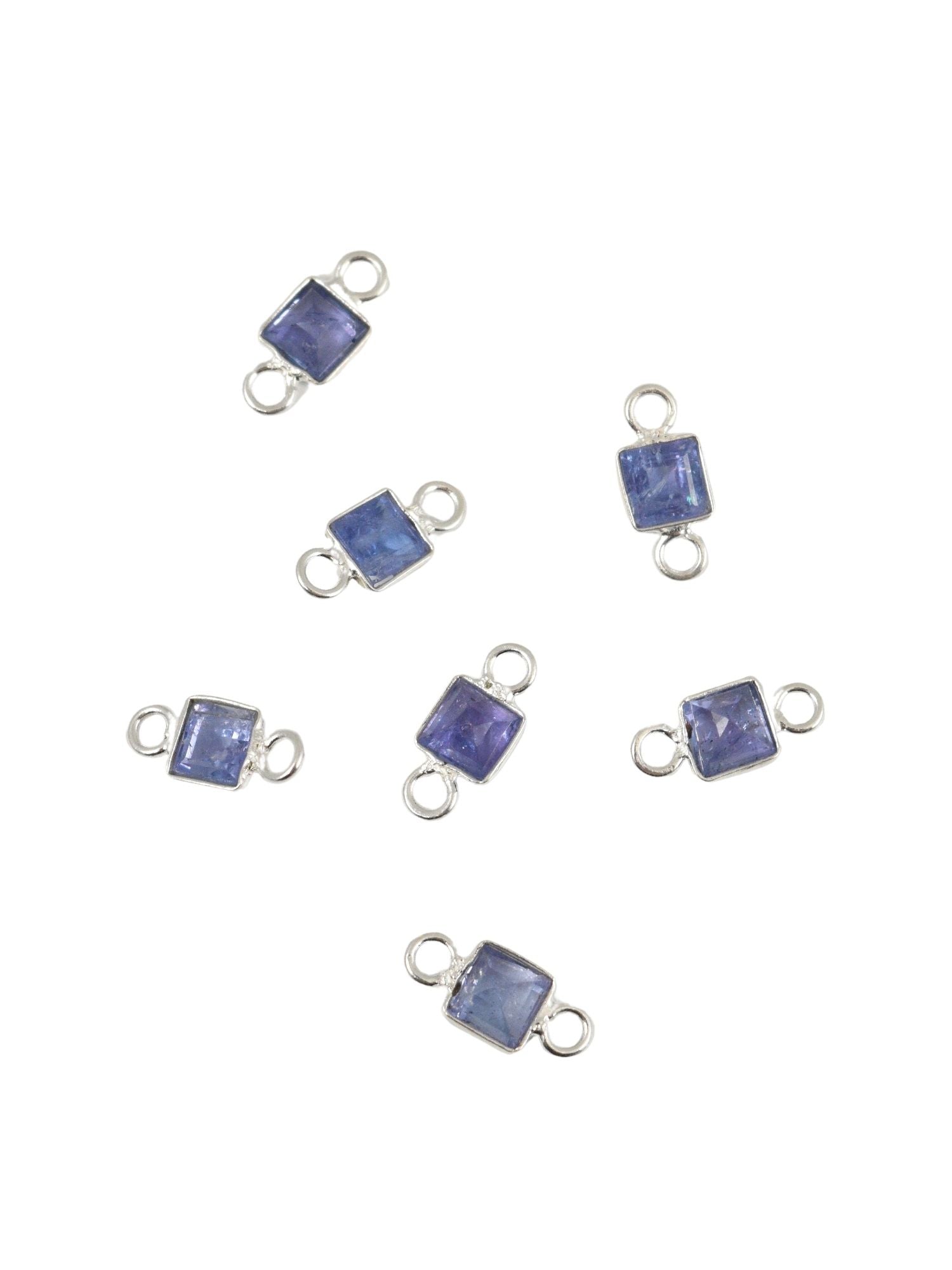 Square Charms for Permanent Jewelry in Tanzanite