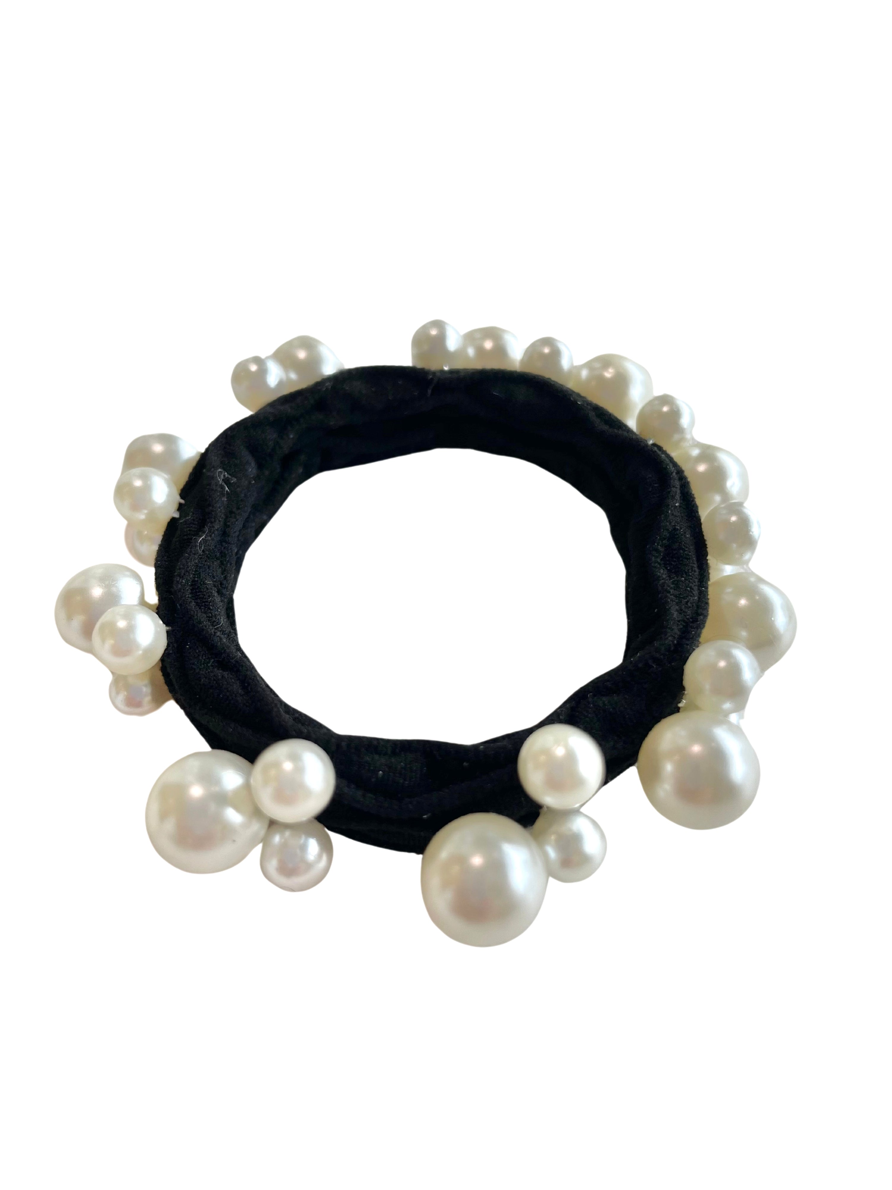 Pearl Stretchy Hair tie in Black