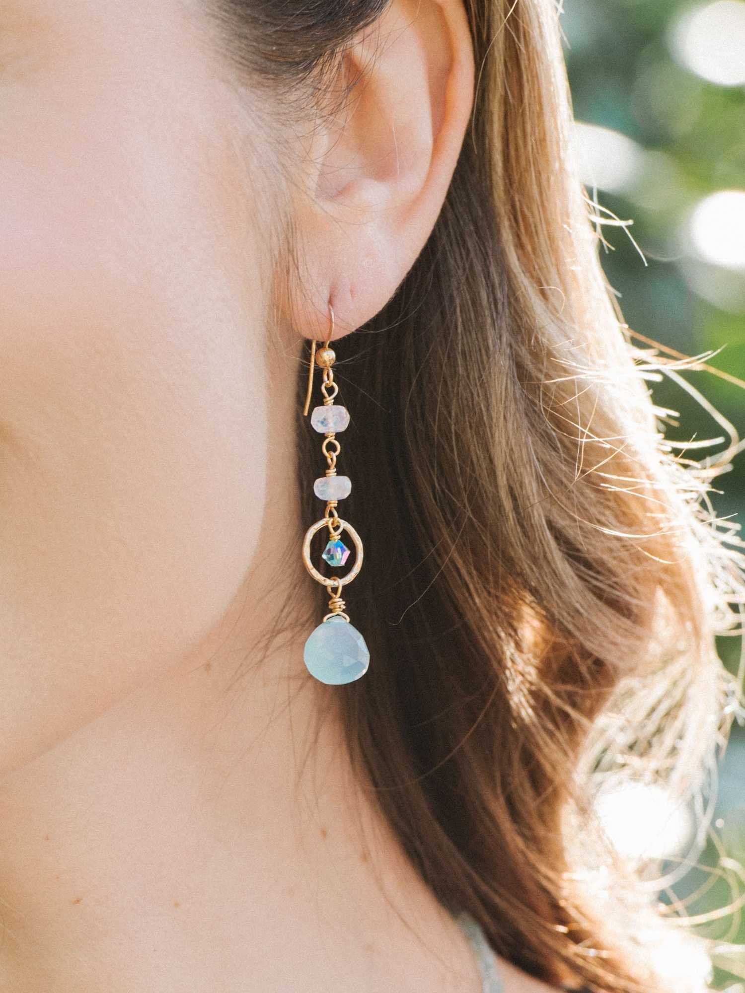 Supernova Earrings in Blue Chalcedony