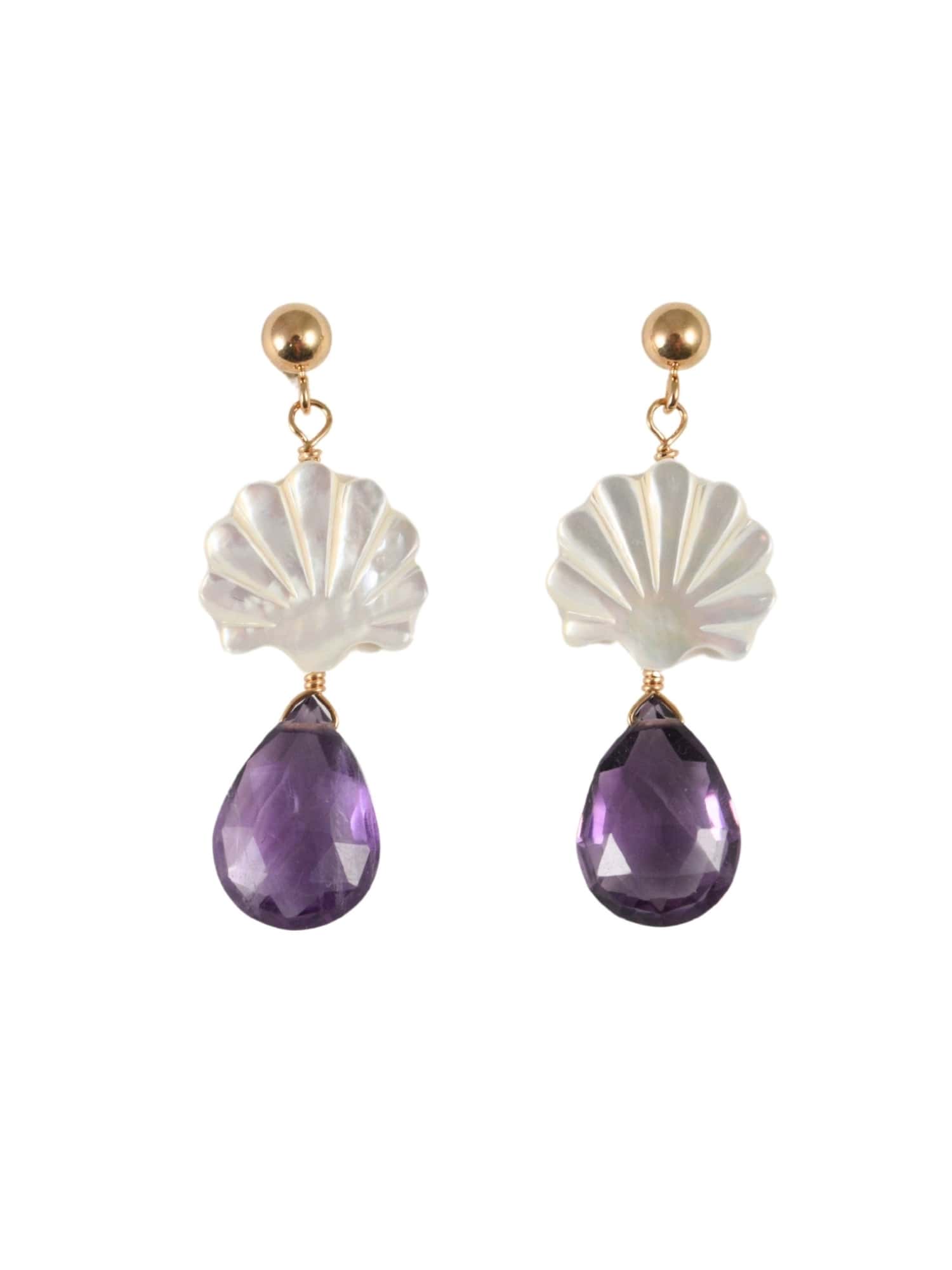 Seaside Scallop Earrings in Amethyst