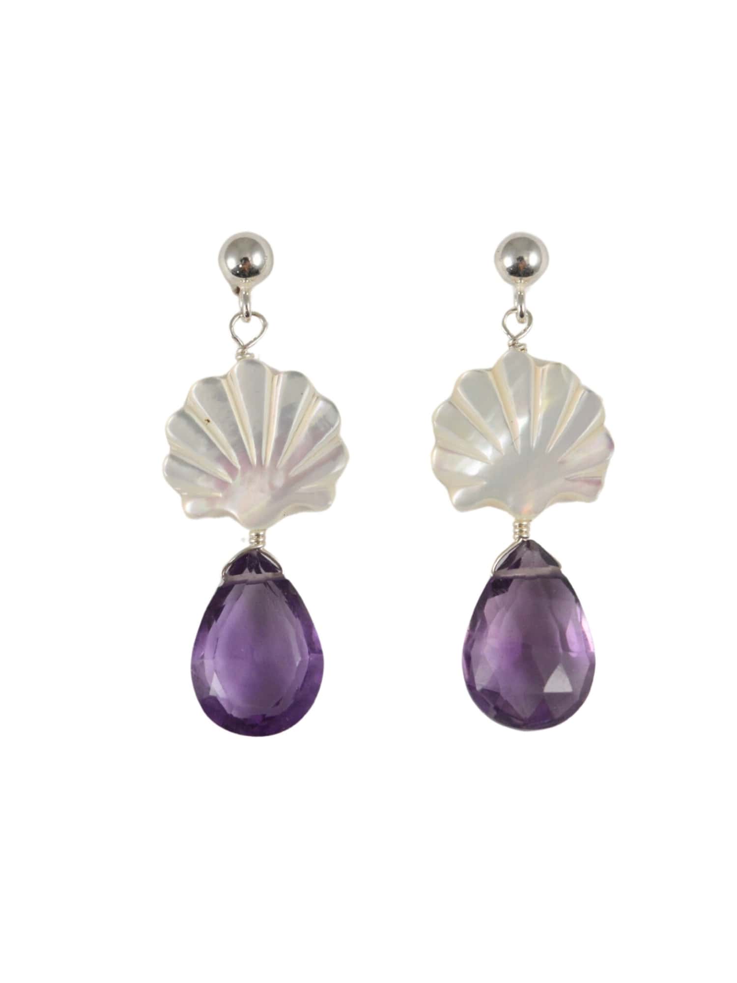 Seaside Scallop Earrings in Amethyst