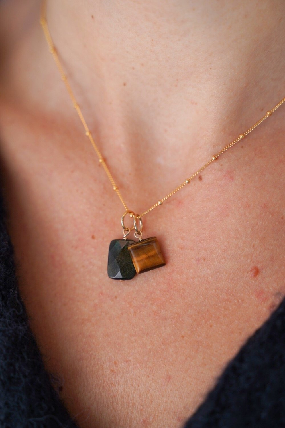 Tigers Eye Square Charm
