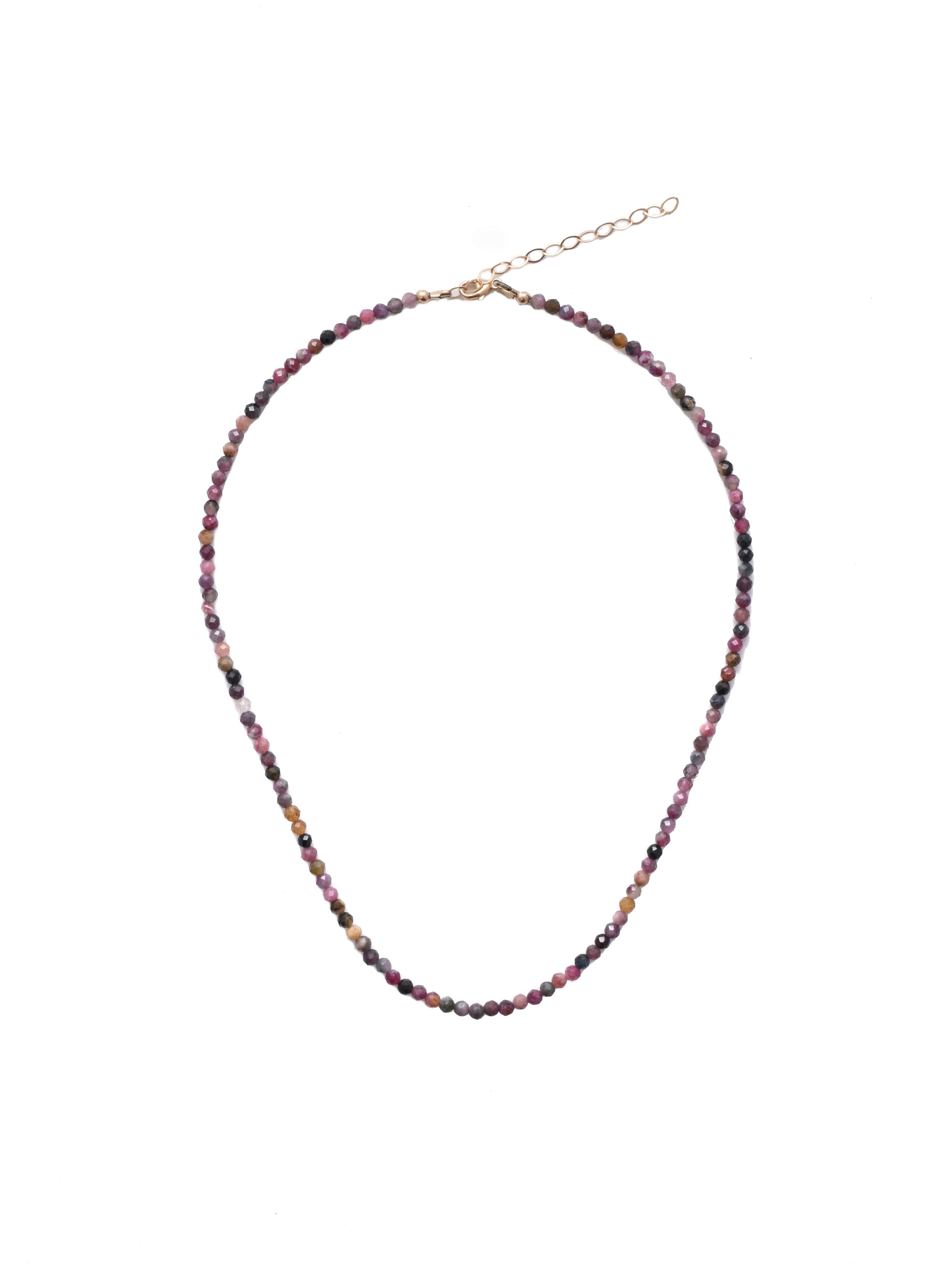 Pink Tourmaline Dainty Beaded Necklace