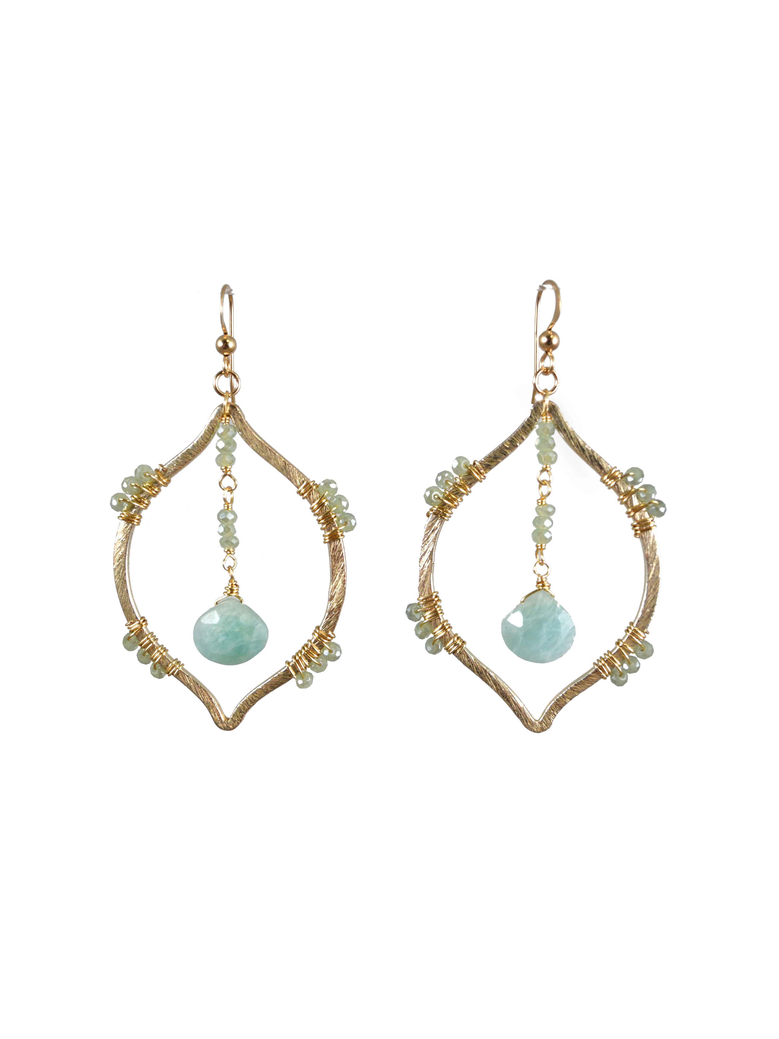 Tulip Hoops in Amazonite