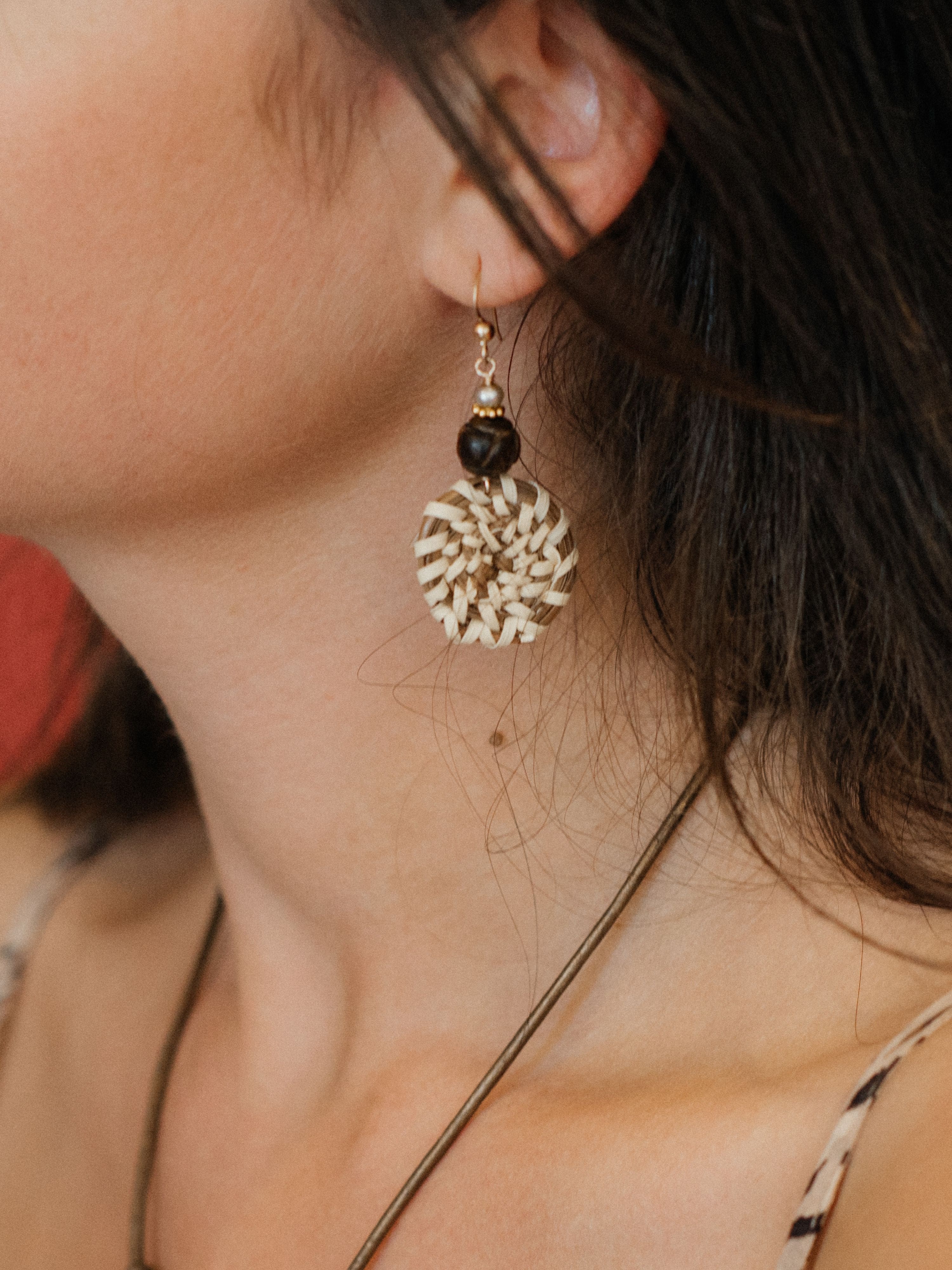 Small Sweetgrass Earrings in Wood