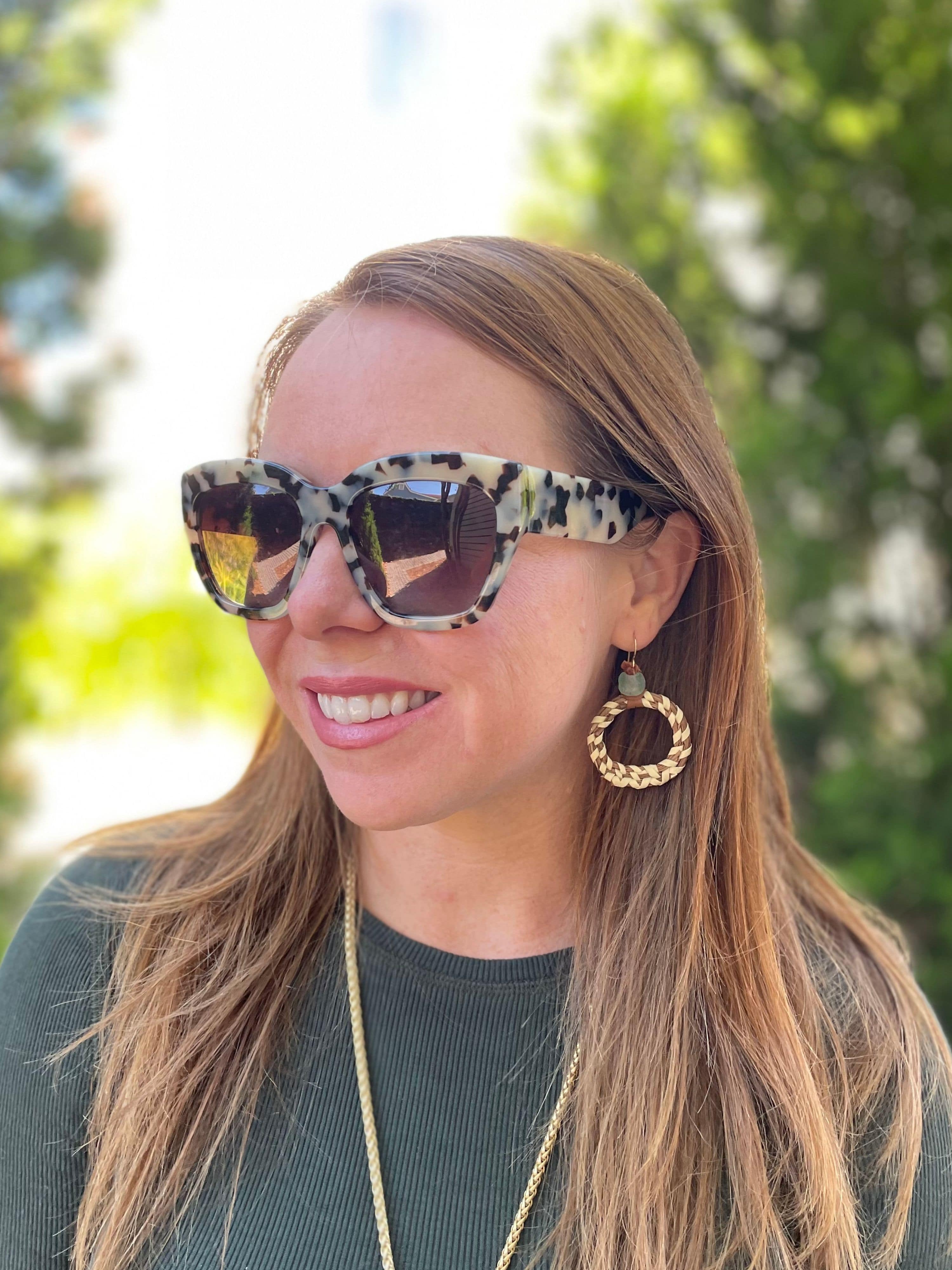Sweetgrass Hoop Earrings in Recycled Glass