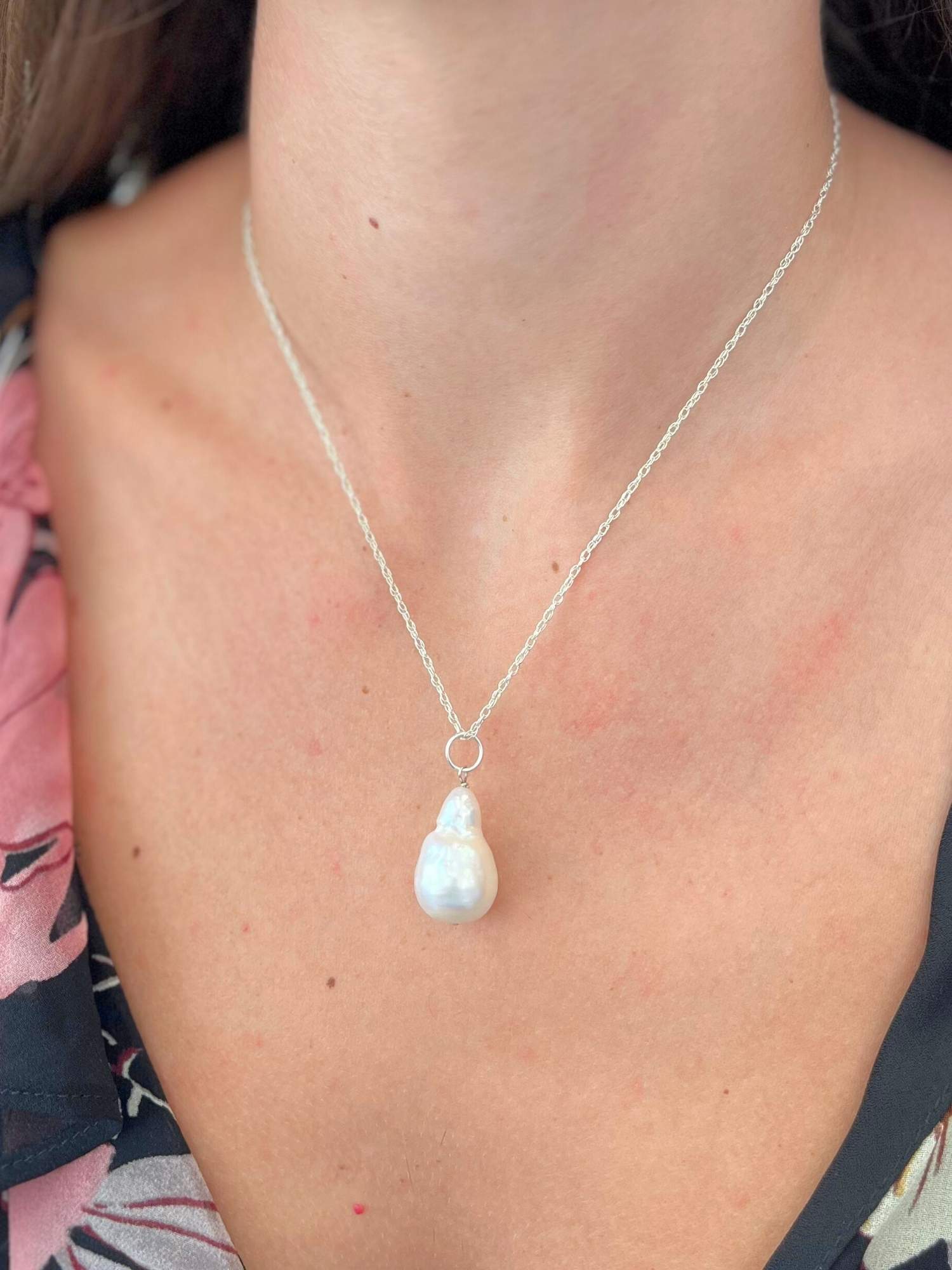 White Keshi Pearl Charm