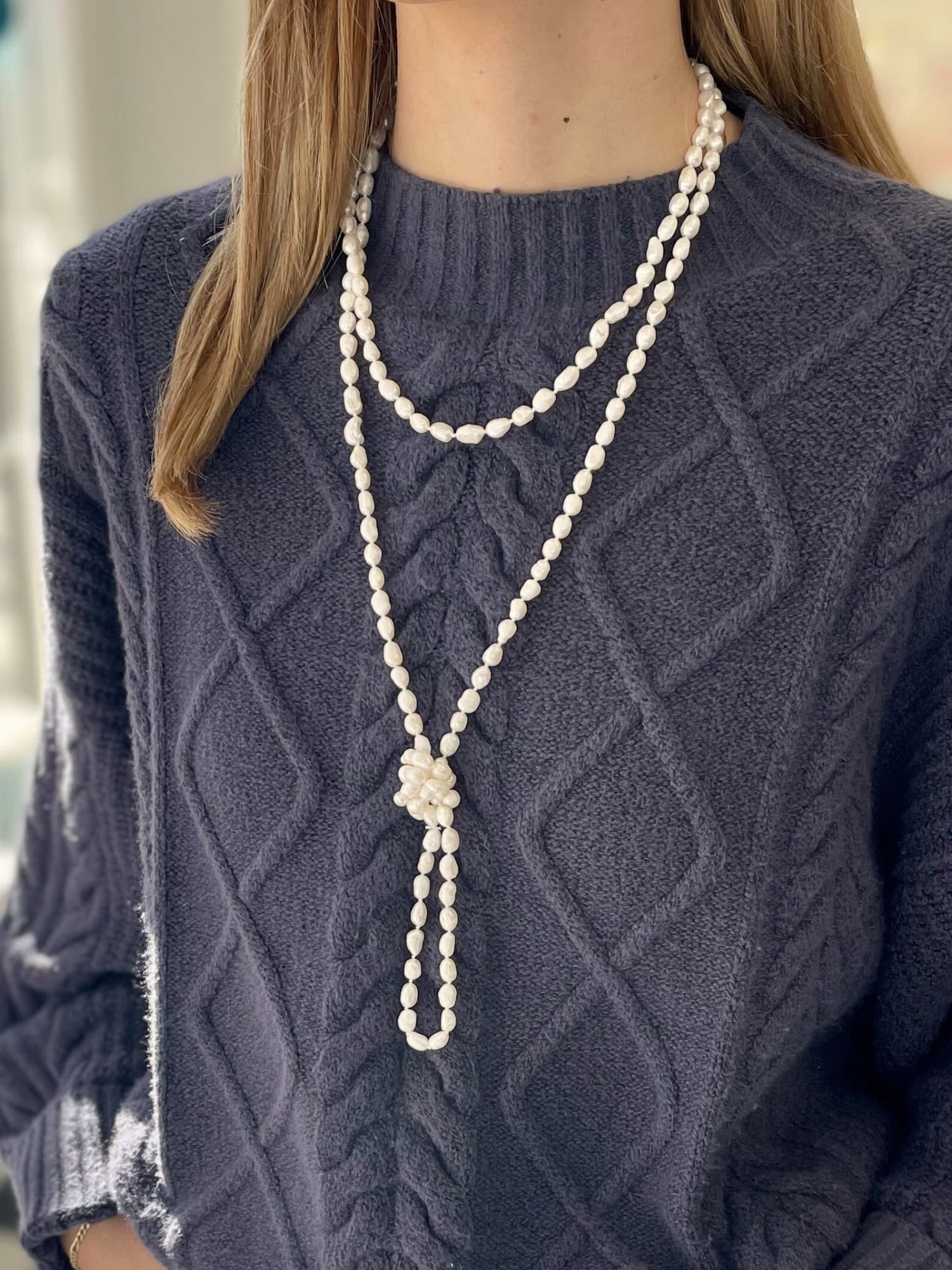Whitley Wrap Necklace in White Pearl