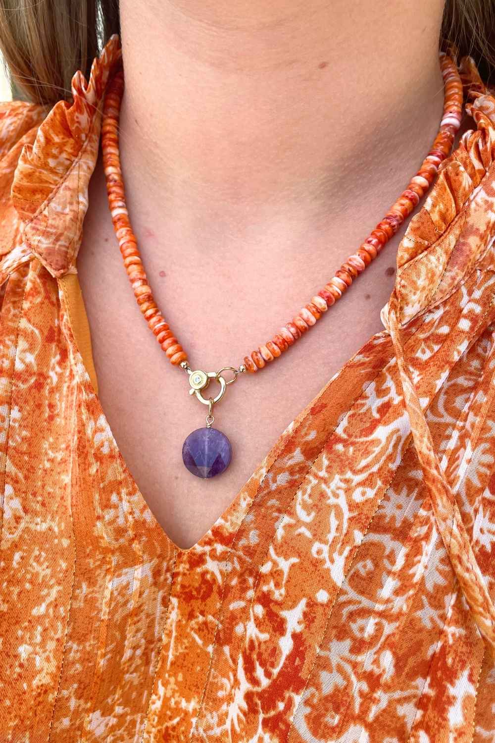 Spiny Oyster Necklace in Orange