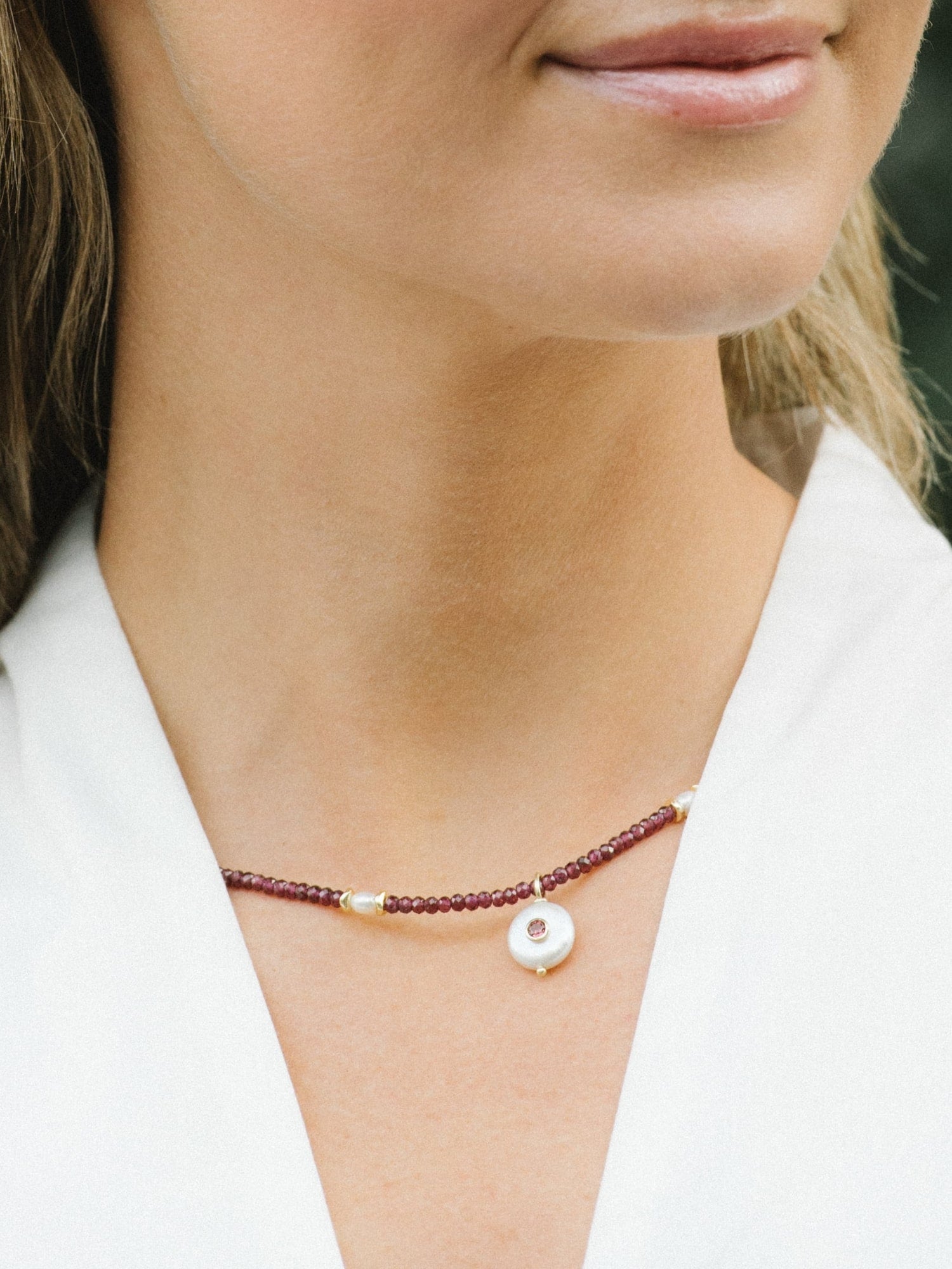 Astral Bloom Necklace in Garnet