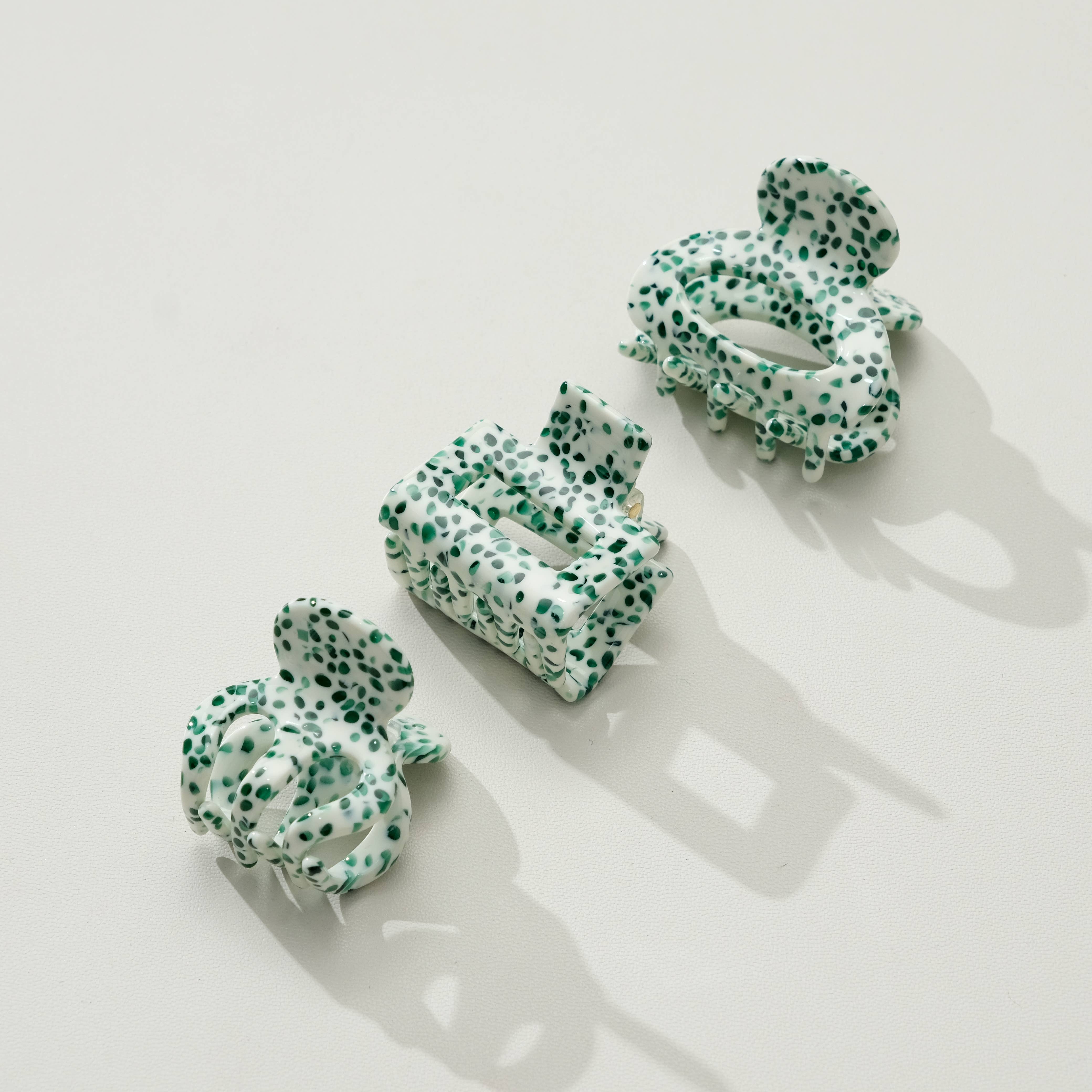 Green Speckled Mini Claw Clips