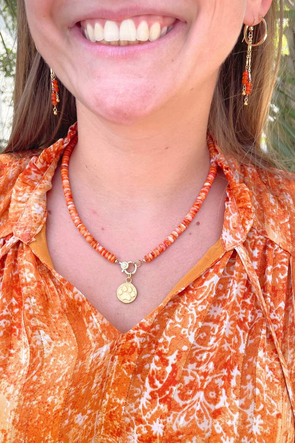 Spiny Oyster Necklace in Orange